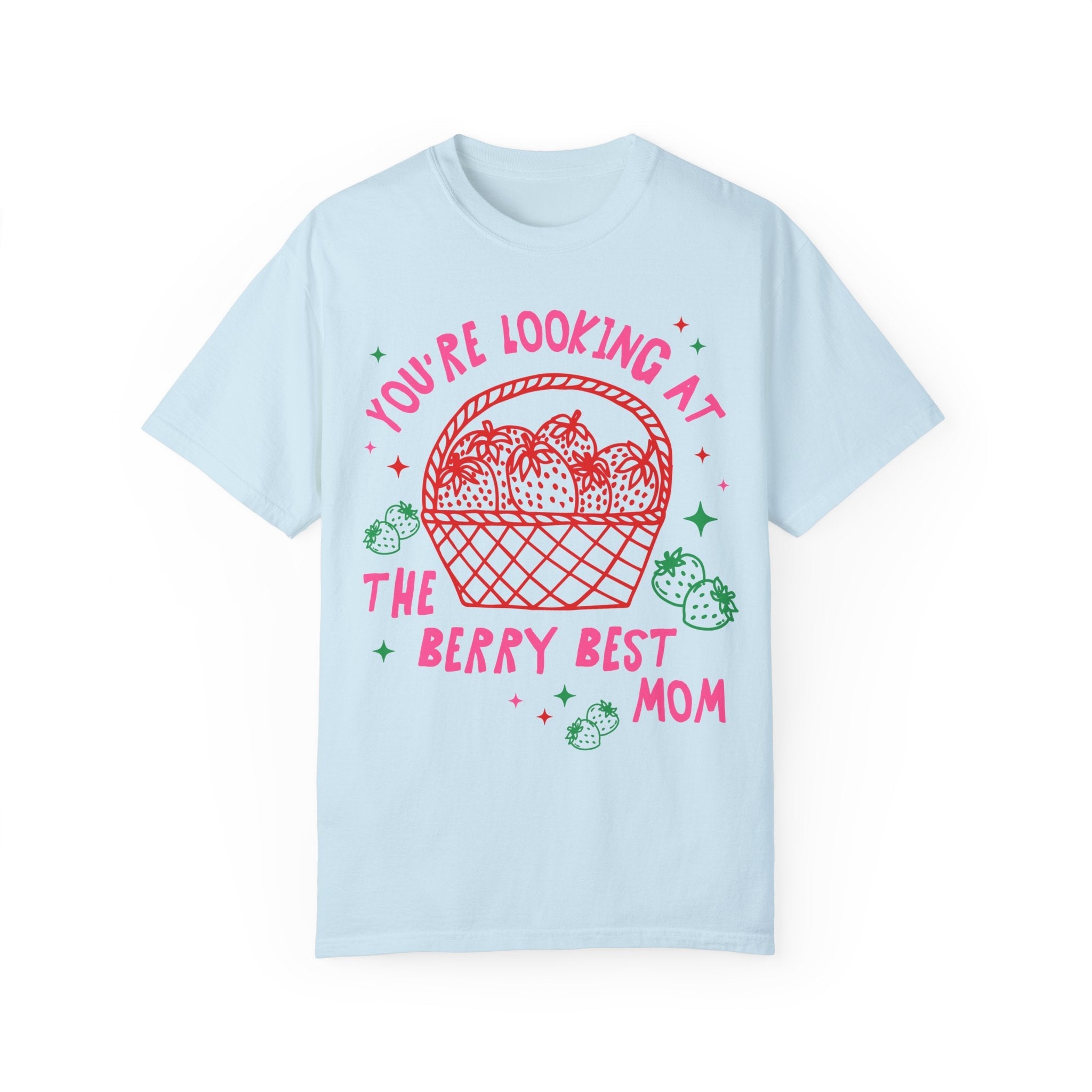 Cute Strawberry Shirt for Mom or New Mama: The Berry Best Mom, Funny Saying Present from Daughter, Cute Fruit Lover Tee Shirt with Stars - Opal and June