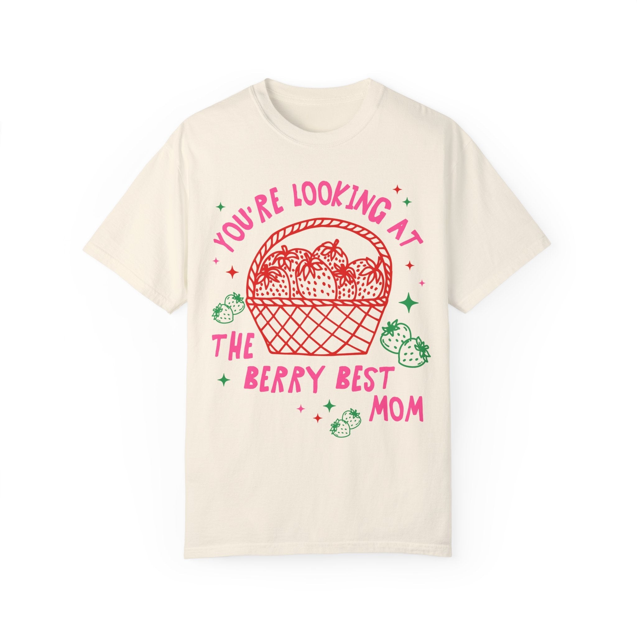 Cute Strawberry Shirt for Mom or New Mama: The Berry Best Mom, Funny Saying Present from Daughter, Cute Fruit Lover Tee Shirt with Stars - Opal and June