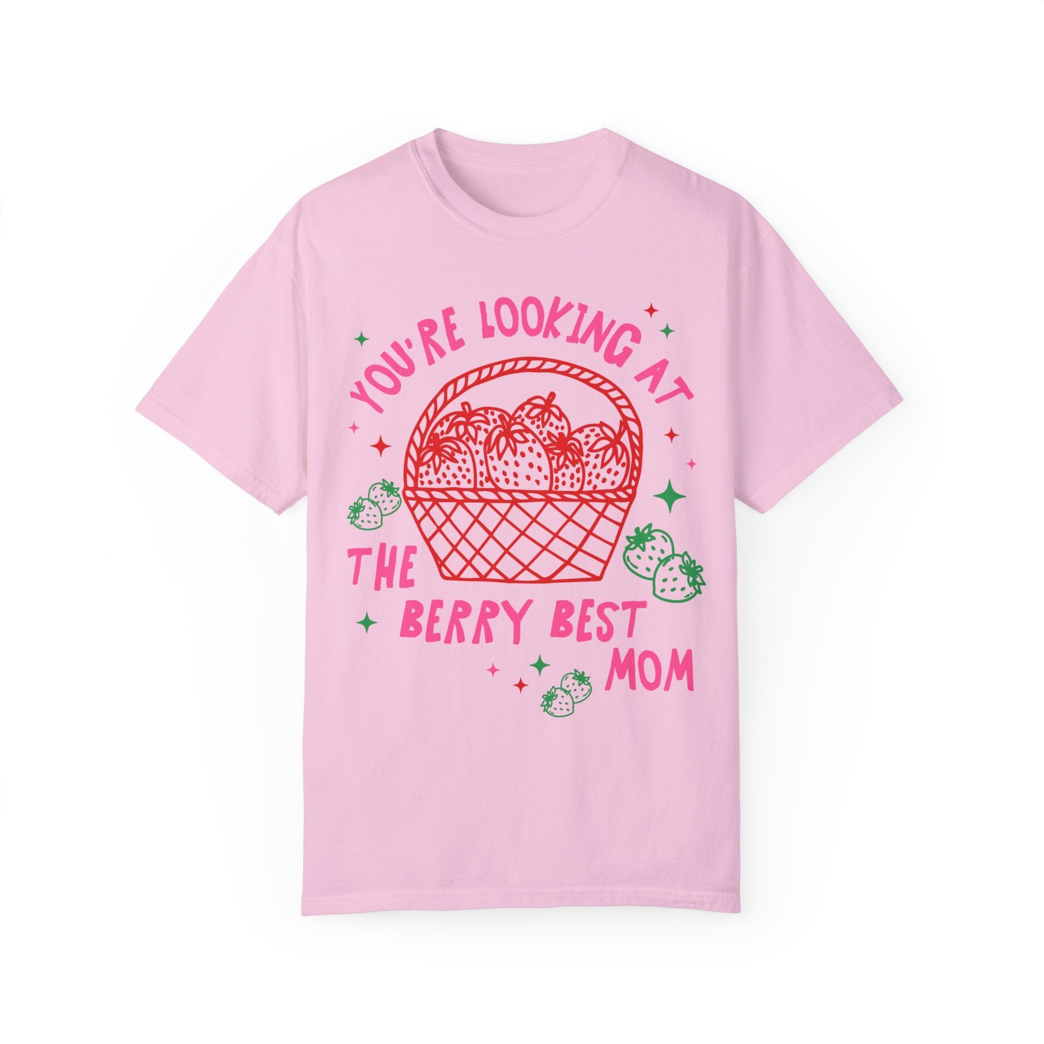 Cute Strawberry Shirt for Mom or New Mama: The Berry Best Mom, Funny Saying Present from Daughter, Cute Fruit Lover Tee Shirt with Stars - Opal and June