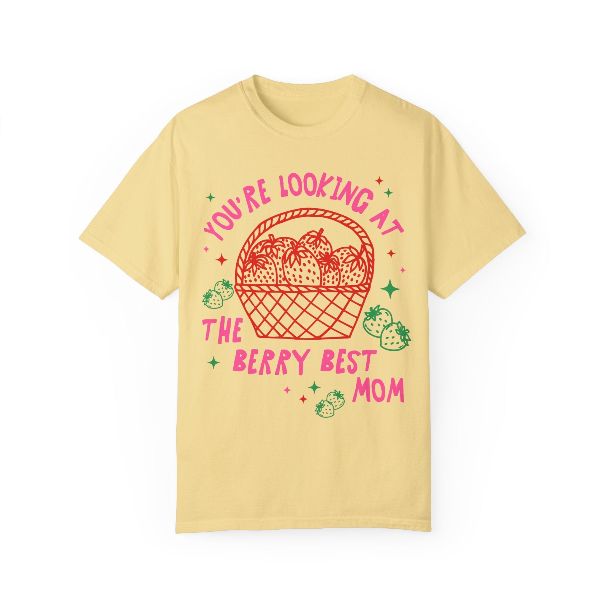 Cute Strawberry Shirt for Mom or New Mama: The Berry Best Mom, Funny Saying Present from Daughter, Cute Fruit Lover Tee Shirt with Stars - Opal and June