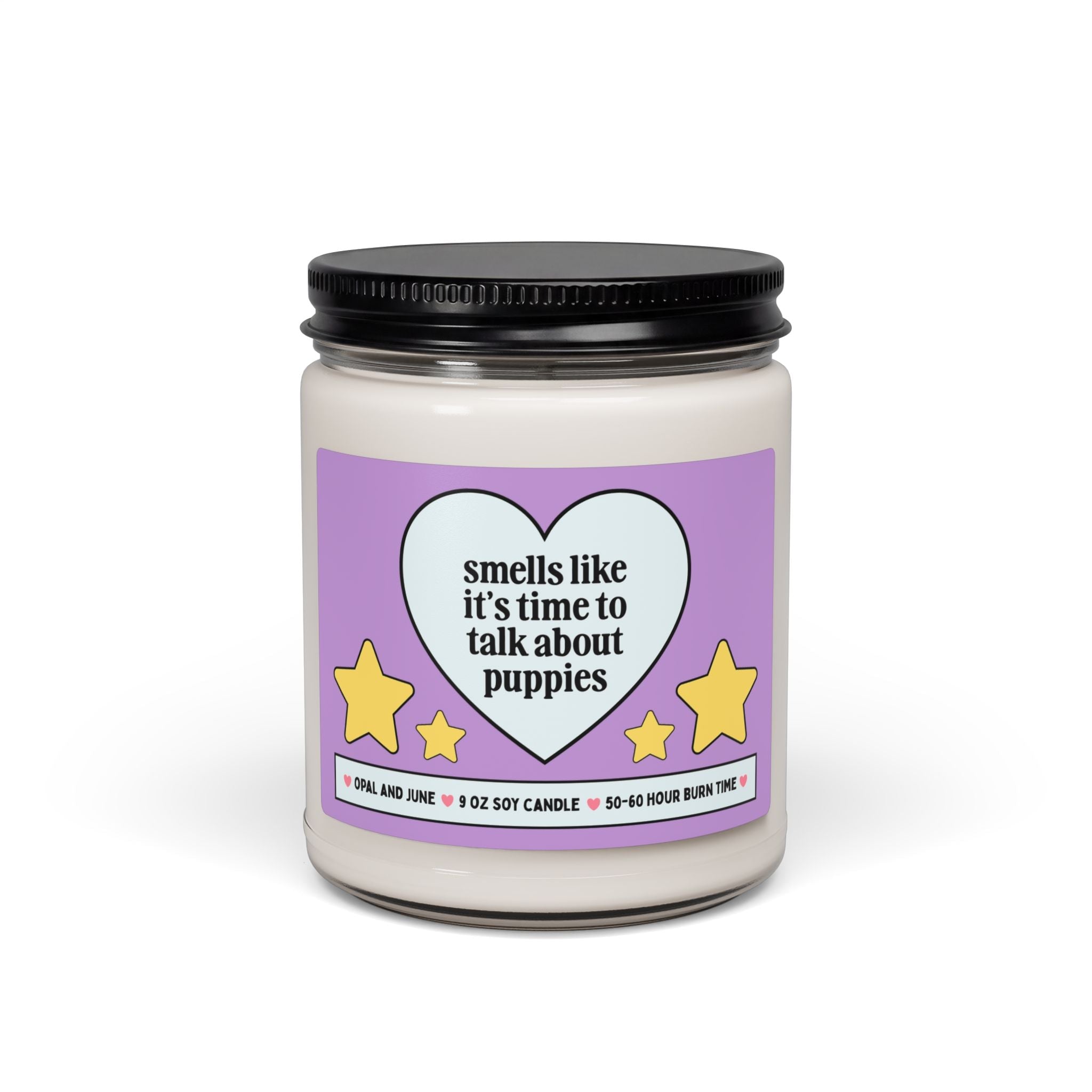 Cute Surprise Gift Candle for Wife or Girlfriend, Daughter Getting a Puppy: Smells Like It's Time to Talk About Puppies 9 Oz Soy Candle - Opal and June