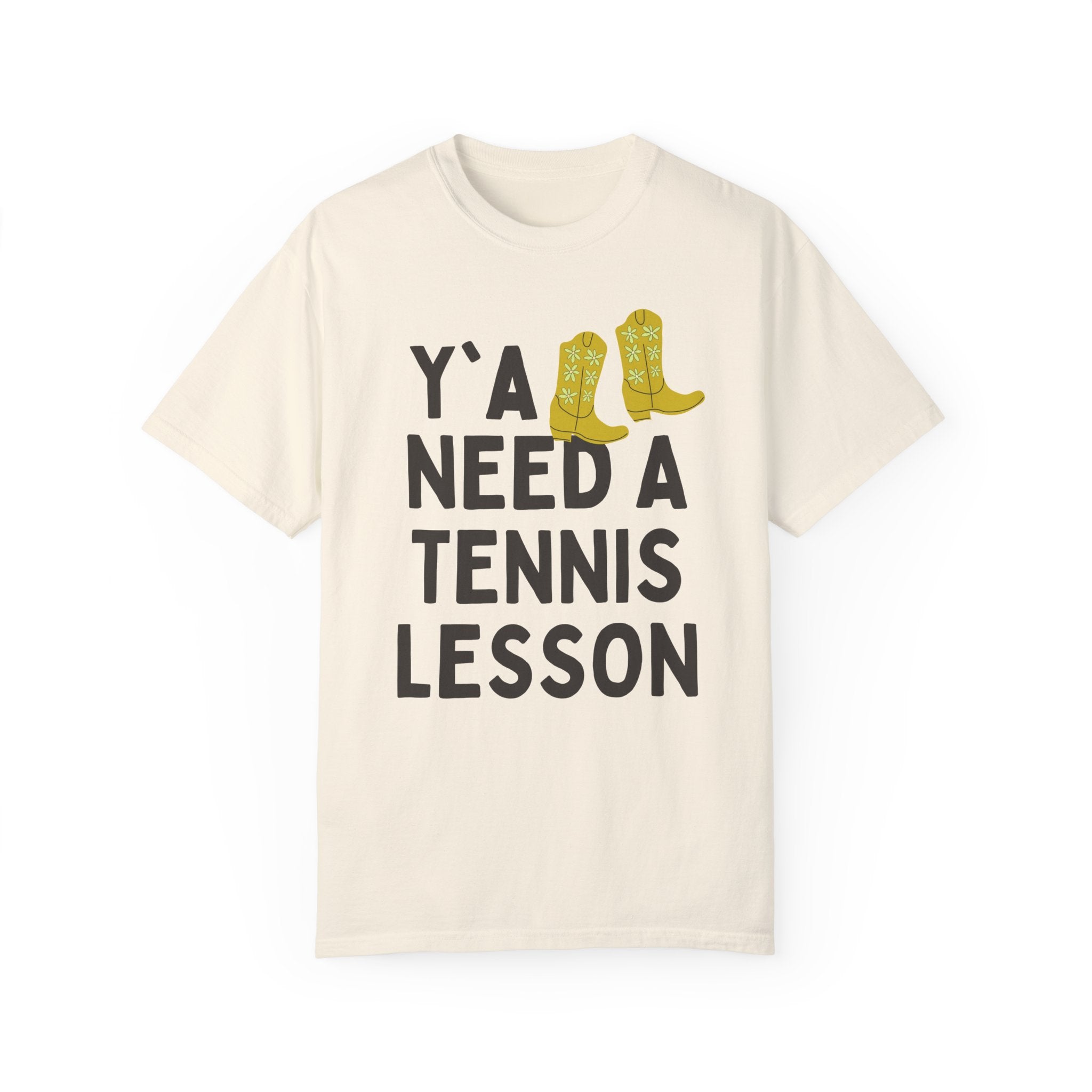 Cute Tennis Coach T-Shirt, Groovy Western Vibe: Y'all Need a Tennis Lesson, Tennis Instructor or High School Teacher Appreciation Gift - Opal and June