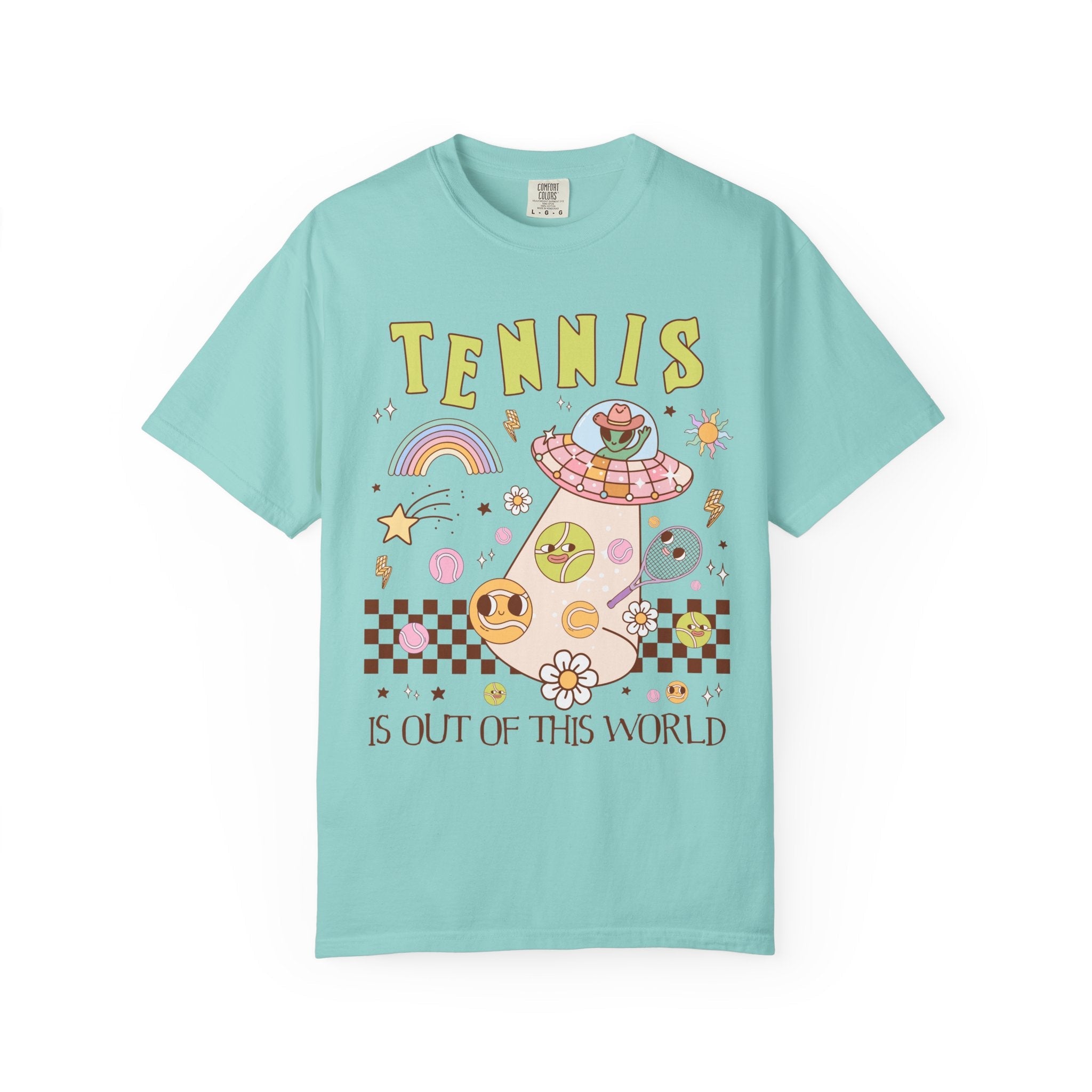 Cute Tennis Coach Tee Shirt with Groovy 90s Vibe, Retro Aesthetic Tennis Player Gift for Sister Who Plays Tennis, Tennis Instructor Present - Opal and June