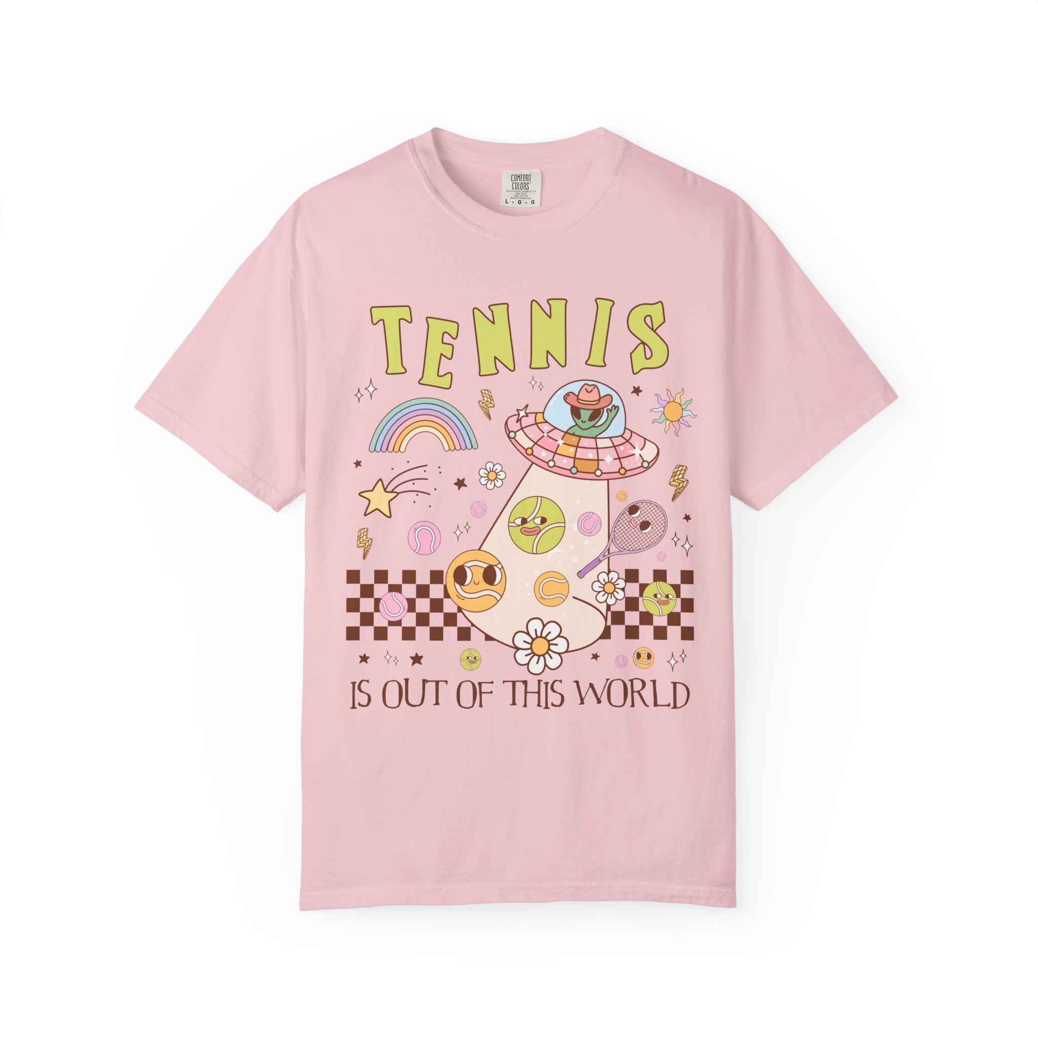 Cute Tennis Coach Tee Shirt with Groovy 90s Vibe, Retro Aesthetic Tennis Player Gift for Sister Who Plays Tennis, Tennis Instructor Present - Opal and June
