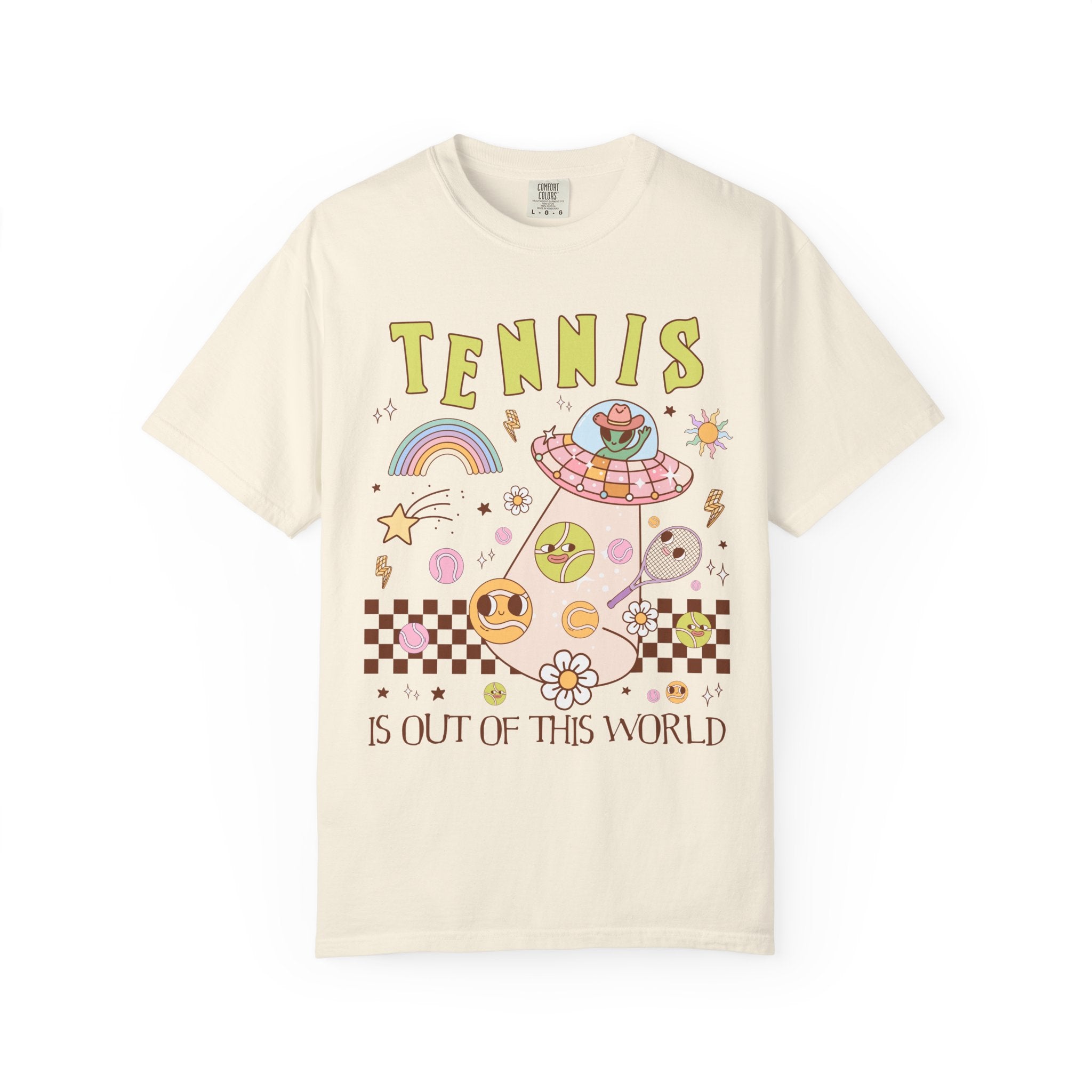 Cute Tennis Coach Tee Shirt with Groovy 90s Vibe, Retro Aesthetic Tennis Player Gift for Sister Who Plays Tennis, Tennis Instructor Present - Opal and June