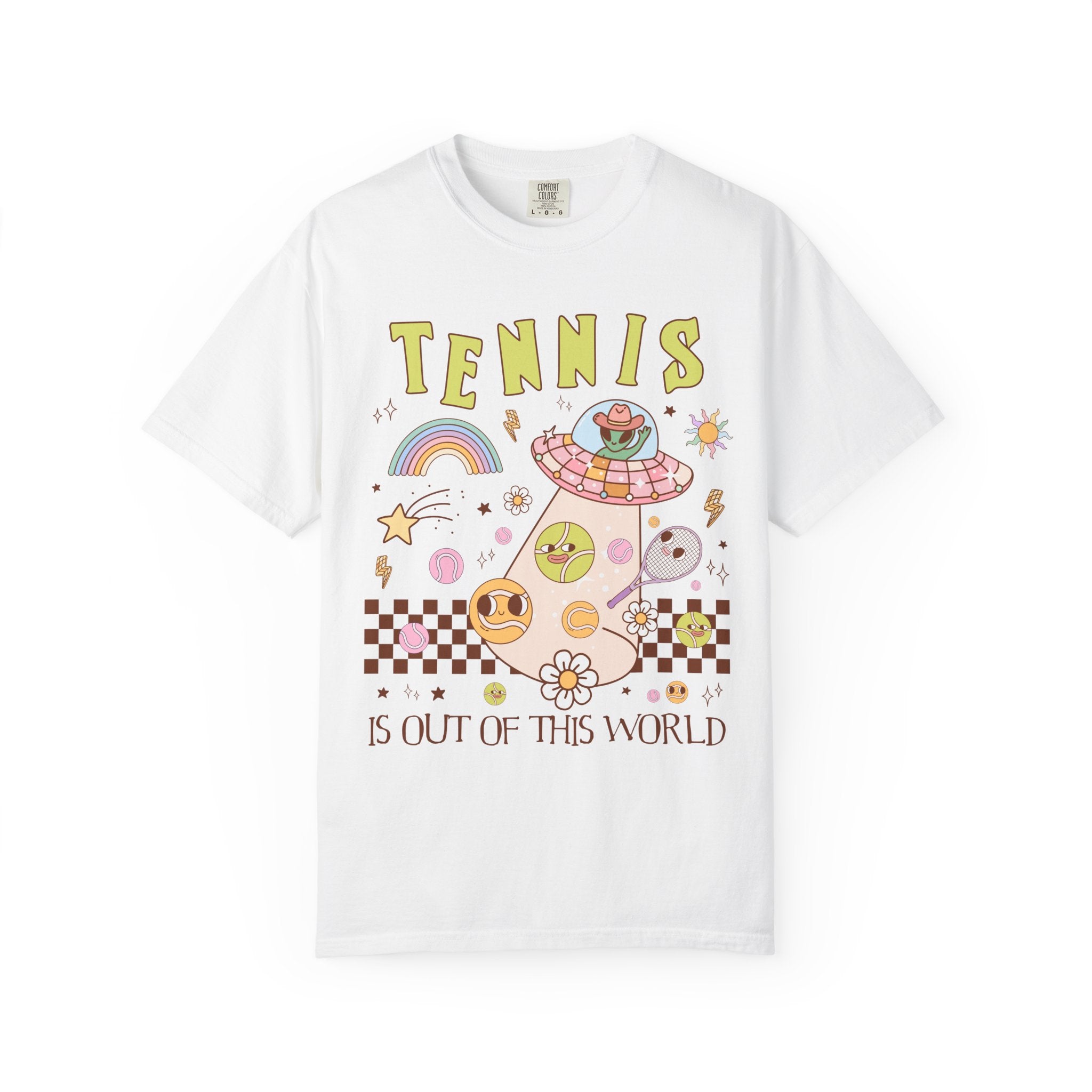Cute Tennis Coach Tee Shirt with Groovy 90s Vibe, Retro Aesthetic Tennis Player Gift for Sister Who Plays Tennis, Tennis Instructor Present - Opal and June