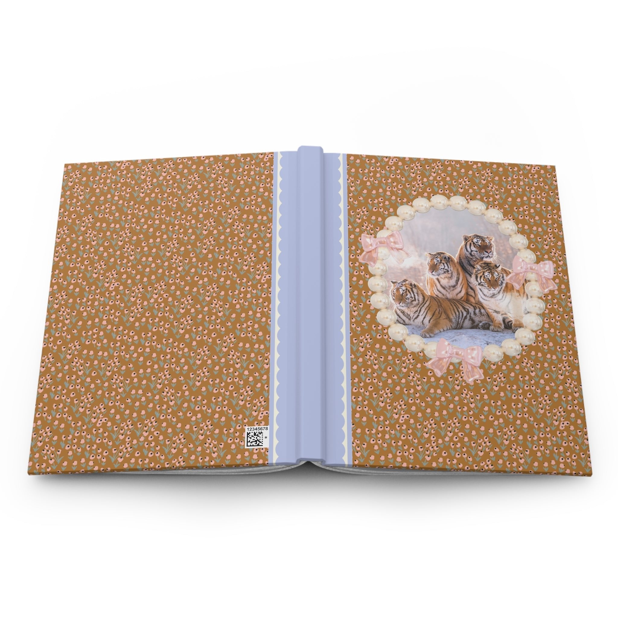 Cute Tiger Lover Notebook of Tigers Sitting in Snow, Animal Lover Gift, Silly Y2K Aesthetic Journal for Daughter, Colorful Maximalist Diary - Opal and June