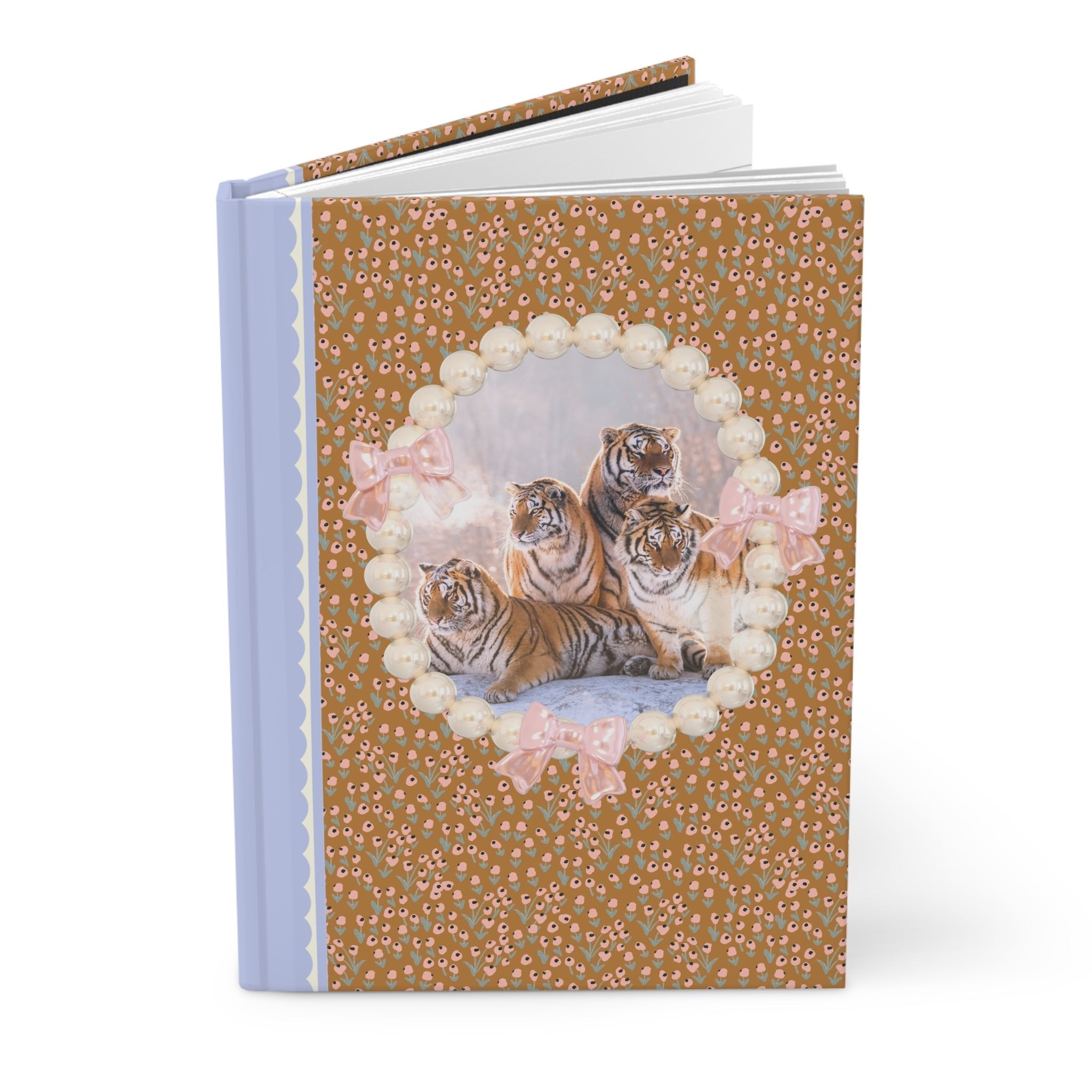 Cute Tiger Lover Notebook of Tigers Sitting in Snow, Animal Lover Gift, Silly Y2K Aesthetic Journal for Daughter, Colorful Maximalist Diary - Opal and June