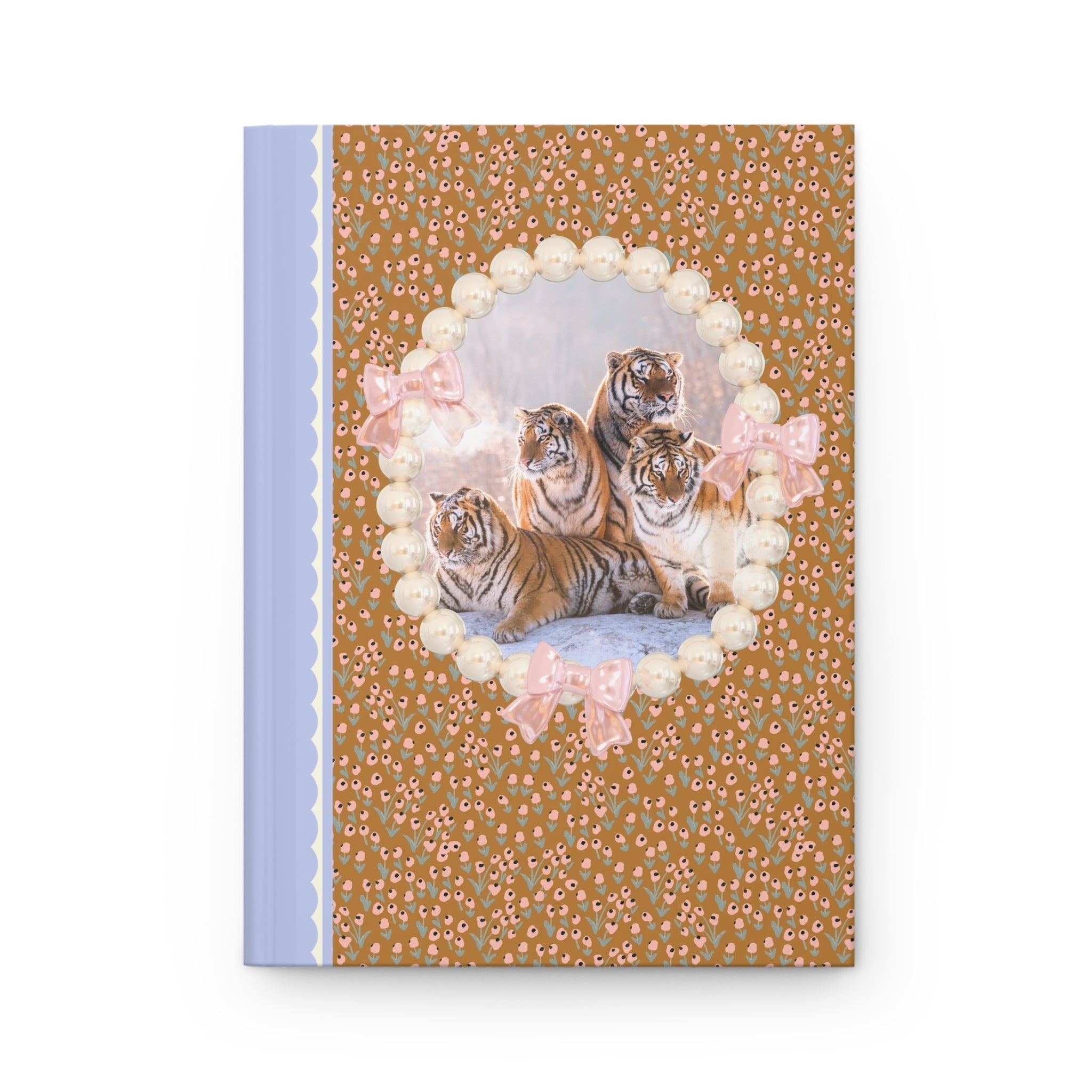 Cute Tiger Lover Notebook of Tigers Sitting in Snow, Animal Lover Gift, Silly Y2K Aesthetic Journal for Daughter, Colorful Maximalist Diary - Opal and June