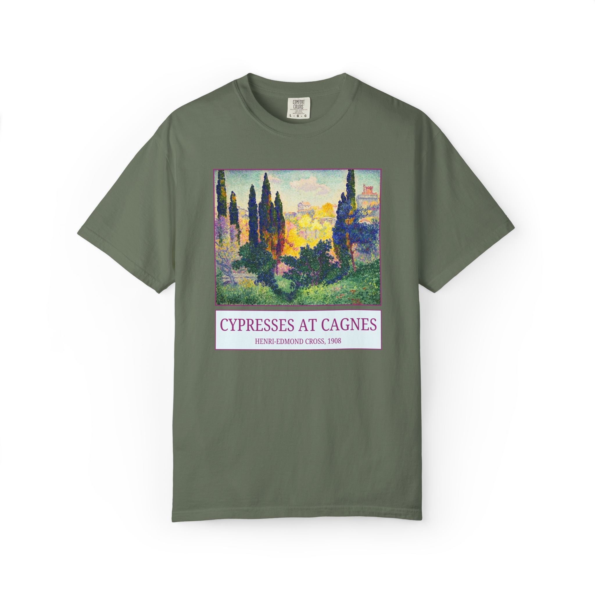 Cypresses at Cagnes by Henri-Edmond Cross Neo-Impressionism and Pointillism Art History Buff Tee Shirt, Famous Painting, French Art History - Opal and June
