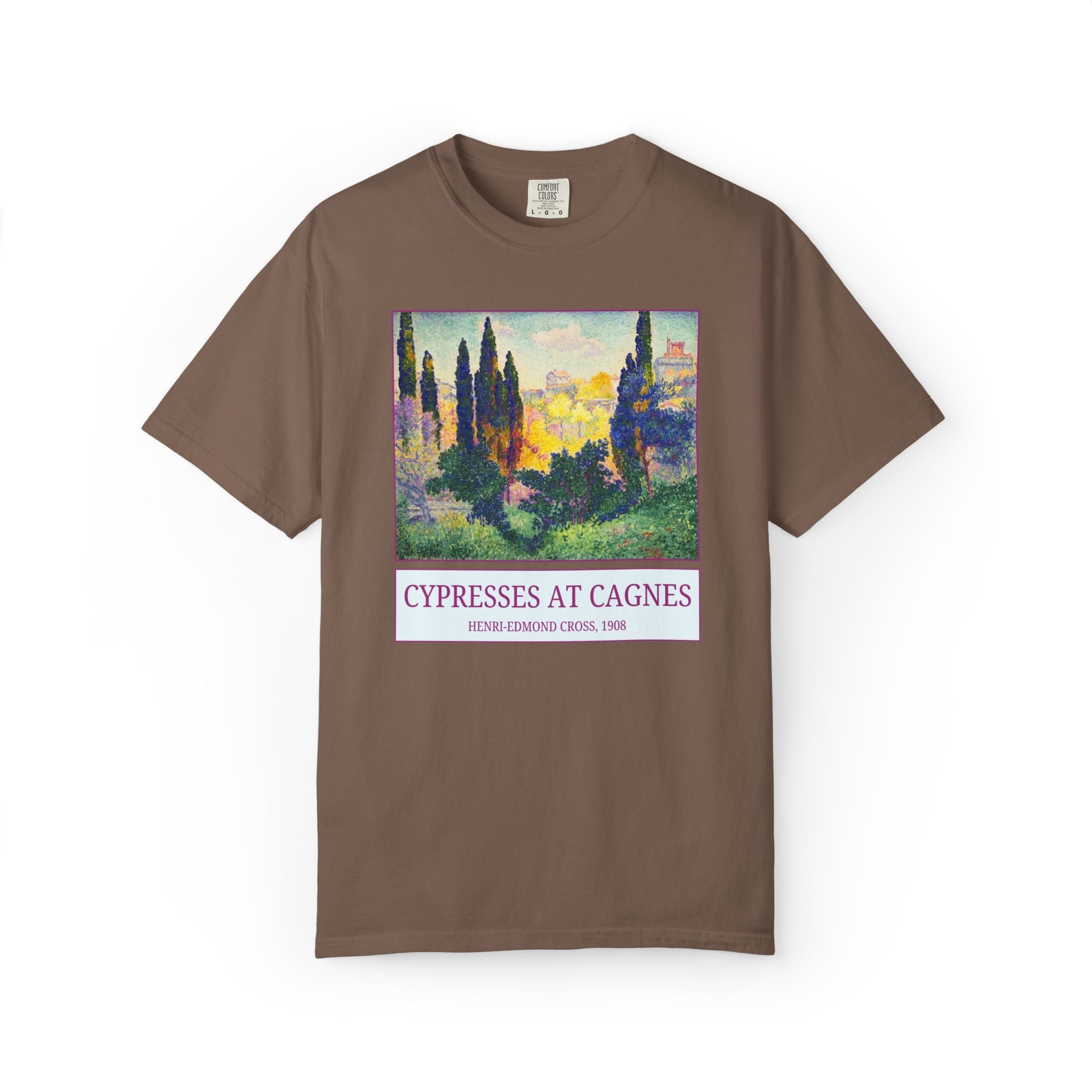 Cypresses at Cagnes by Henri-Edmond Cross Neo-Impressionism and Pointillism Art History Buff Tee Shirt, Famous Painting, French Art History - Opal and June