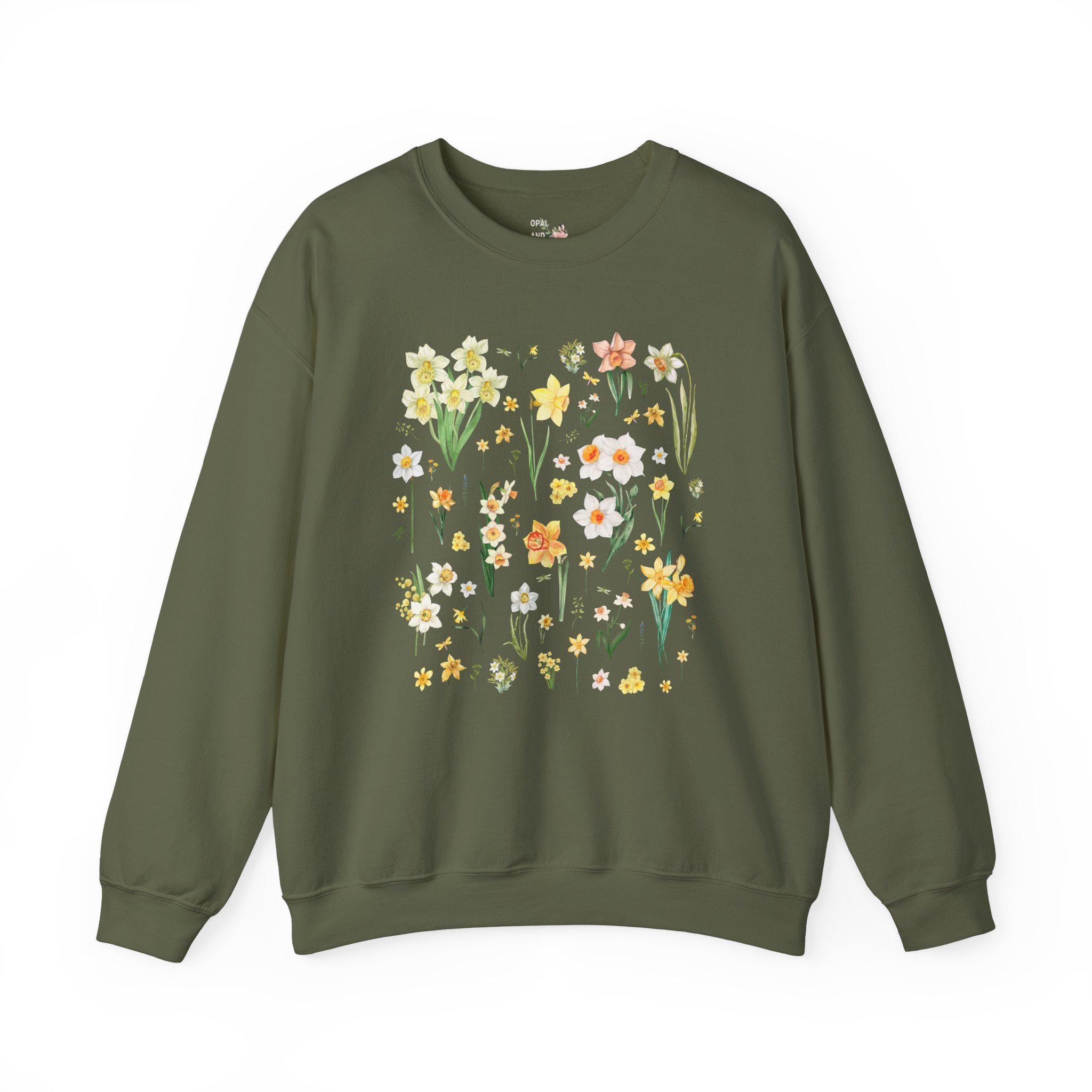 Daffodil Flower Sweatshirt, Mom Who Loves Flowers, March Birth Month Gift for Mother's Day, Cute Birthday Present for Daughter who Gardens - Opal and June