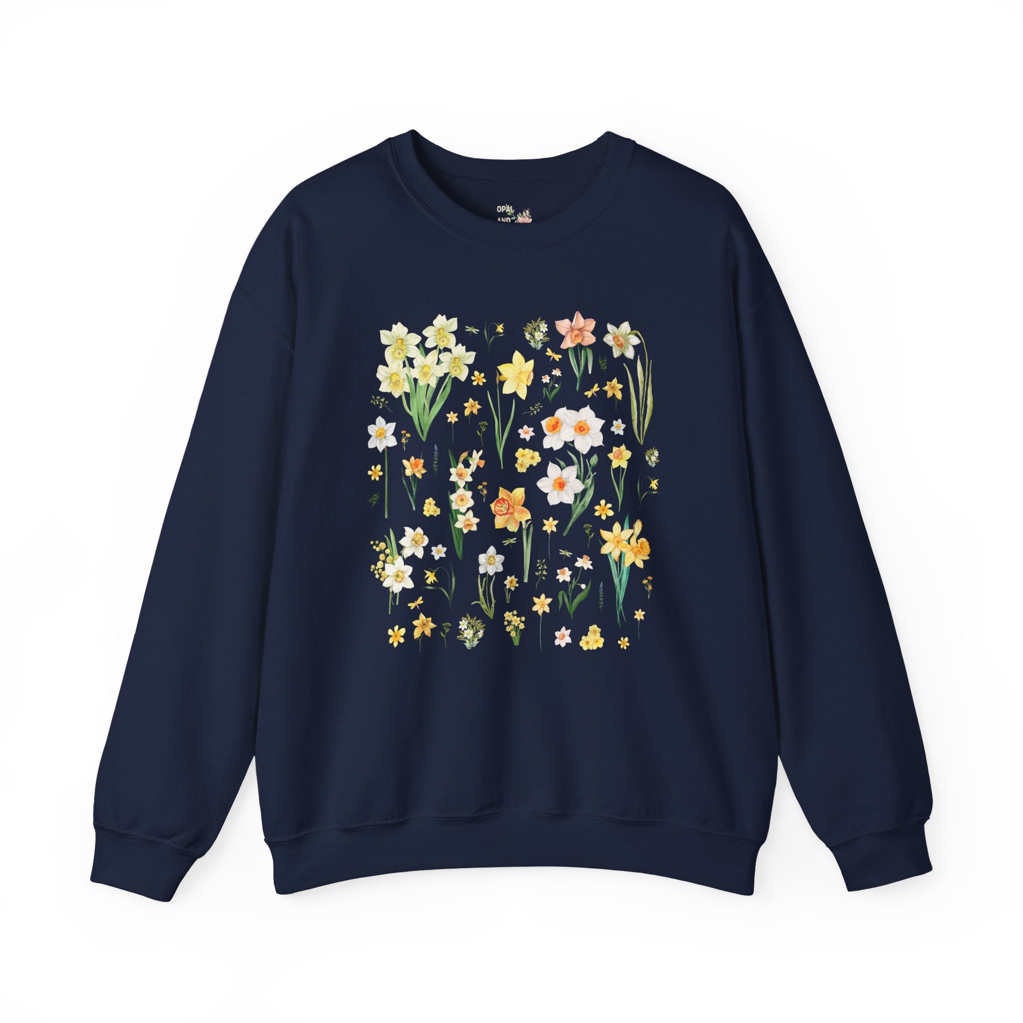 Daffodil Flower Sweatshirt, Mom Who Loves Flowers, March Birth Month Gift for Mother's Day, Cute Birthday Present for Daughter who Gardens - Opal and June