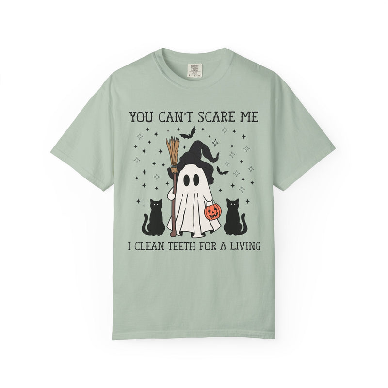 Dental Hygienist Halloween Tee Shirt for Dentist or Dental Assistant, Funny Saying Witchy Halloween T-Shirt with Cute Retro Ghost and Cats - Opal and June
