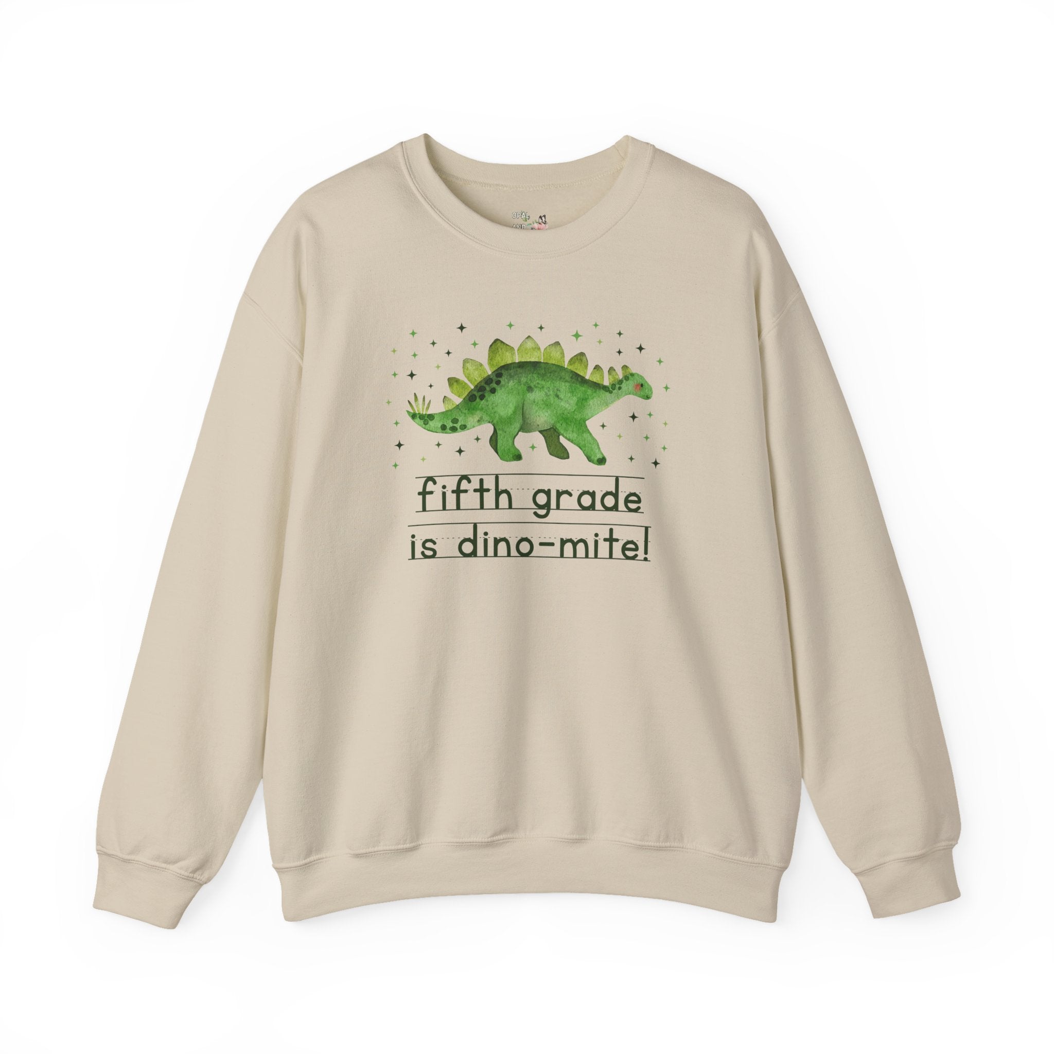 Dinosaur Fifth Grade Teacher Sweatshirt for Back to School, Funny and Adorable 90s Aesthetic Dinosaur Lover Shirt for Second Grade Squad - Opal and June