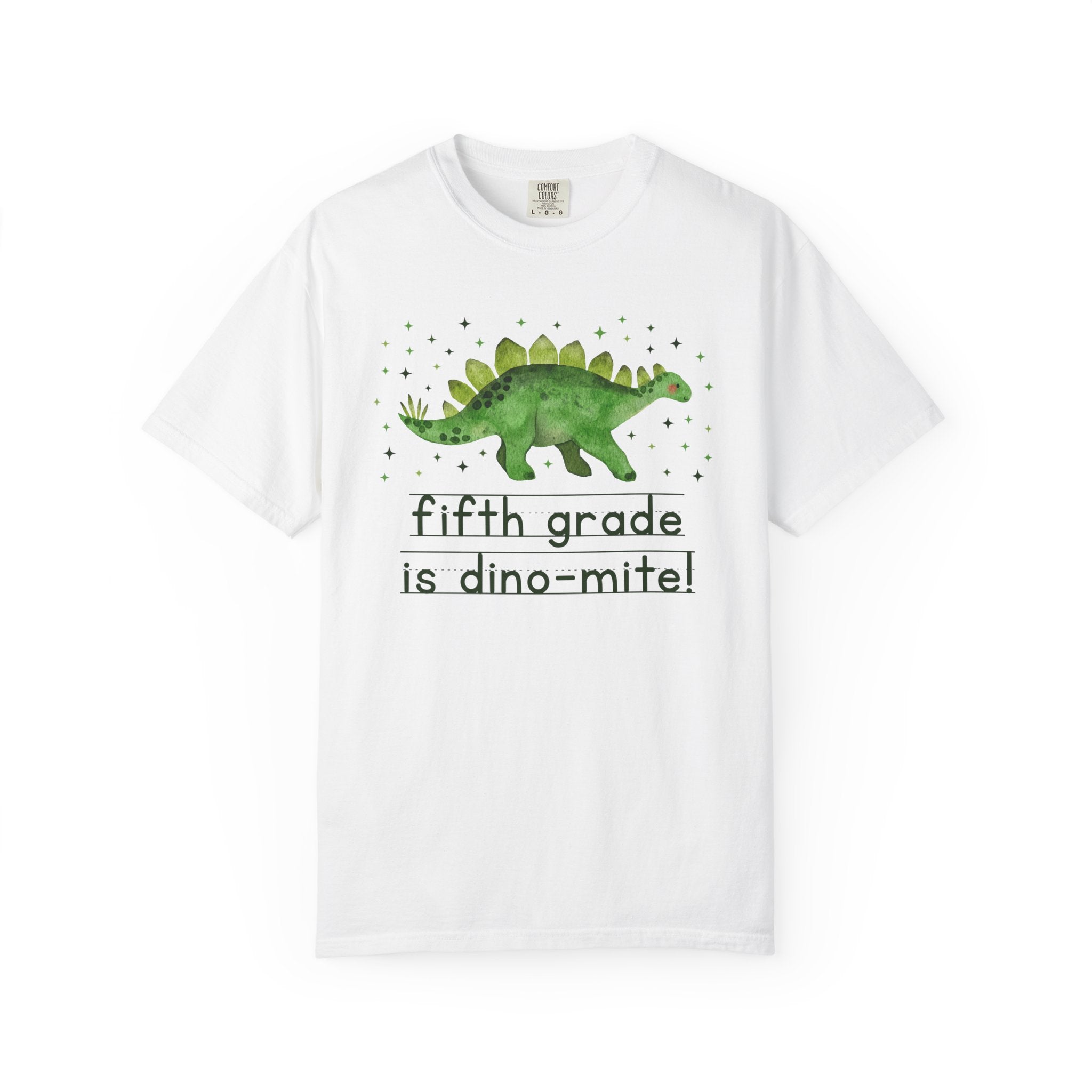 Dinosaur Fifth Grade Teacher Tee Shirt for Back to School, Funny and Adorable 90s Aesthetic Dinosaur Lover T-Shirt for Second Grade Squad - Opal and June