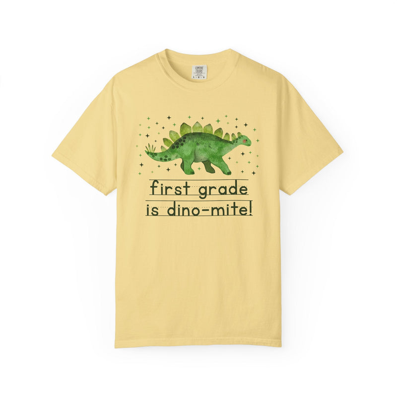 Dinosaur First Grade Teacher Tee Shirt for Back to School, Funny and Adorable 90s Aesthetic Dinosaur Lover T-Shirt for Kindergarten Squad - Opal and June
