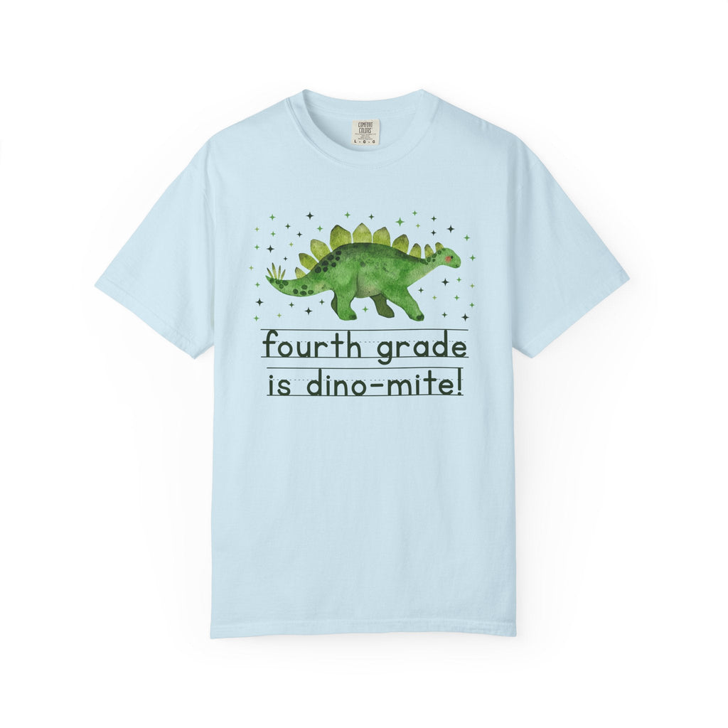 Dinosaur Fourth Grade Teacher Tee Shirt for Back to School, Funny and Adorable 90s Aesthetic Dinosaur Lover T-Shirt for Second Grade Squad - Opal and June