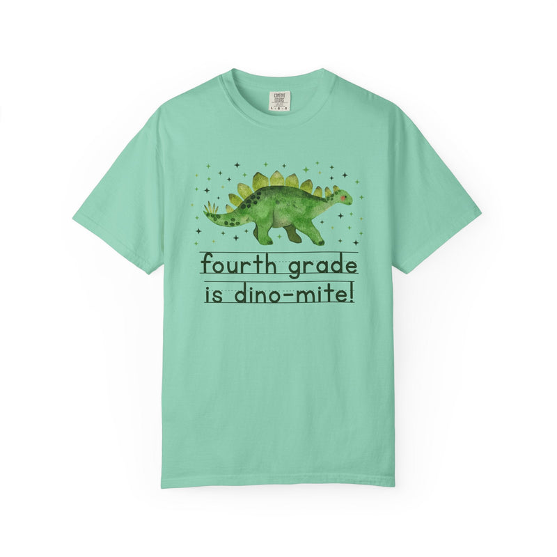 Dinosaur Fourth Grade Teacher Tee Shirt for Back to School, Funny and Adorable 90s Aesthetic Dinosaur Lover T-Shirt for Second Grade Squad - Opal and June