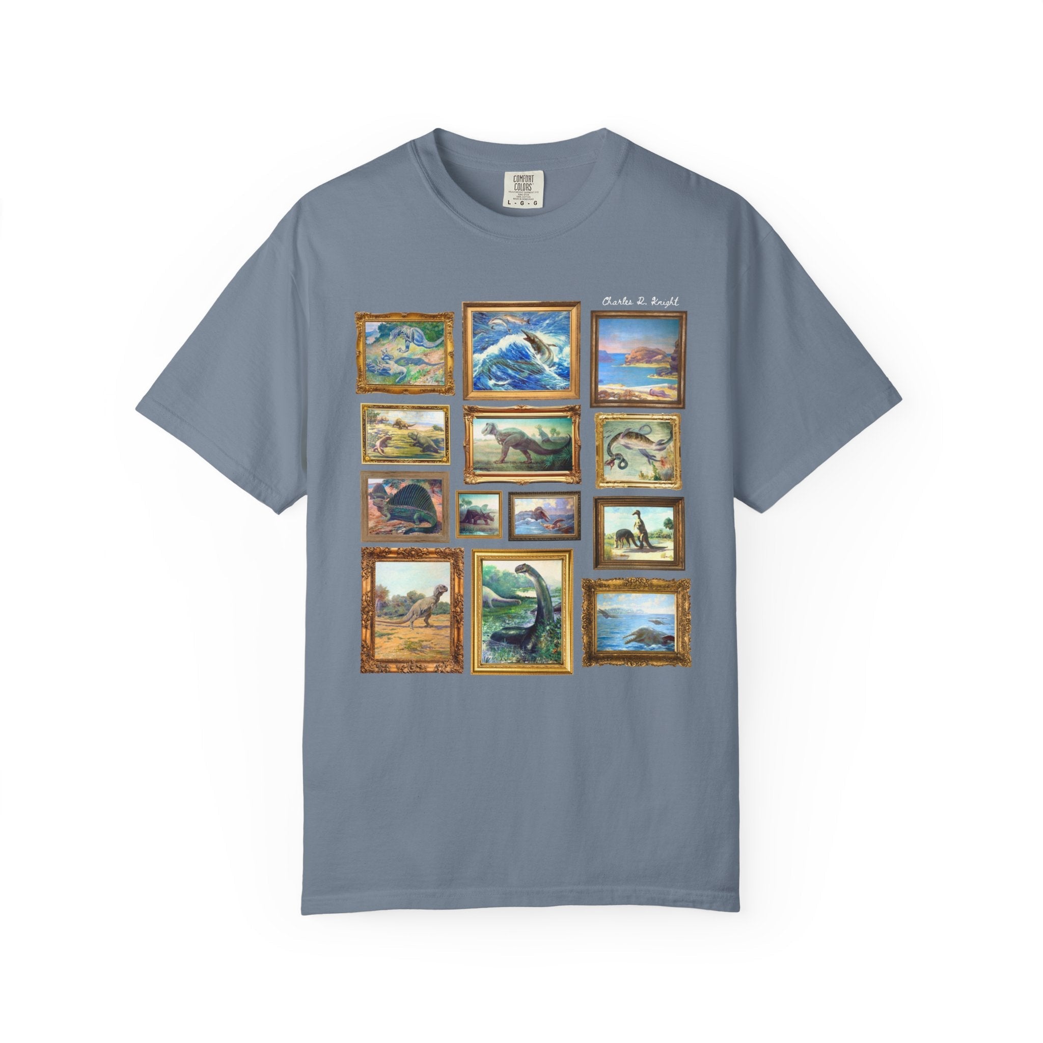 Dinosaur Lover Art History T-Shirt: Famous Late 1800s and Early 1900s Paintings of Dinosaurs by Charles R Knight, Cute Science Teacher Gift - Opal and June