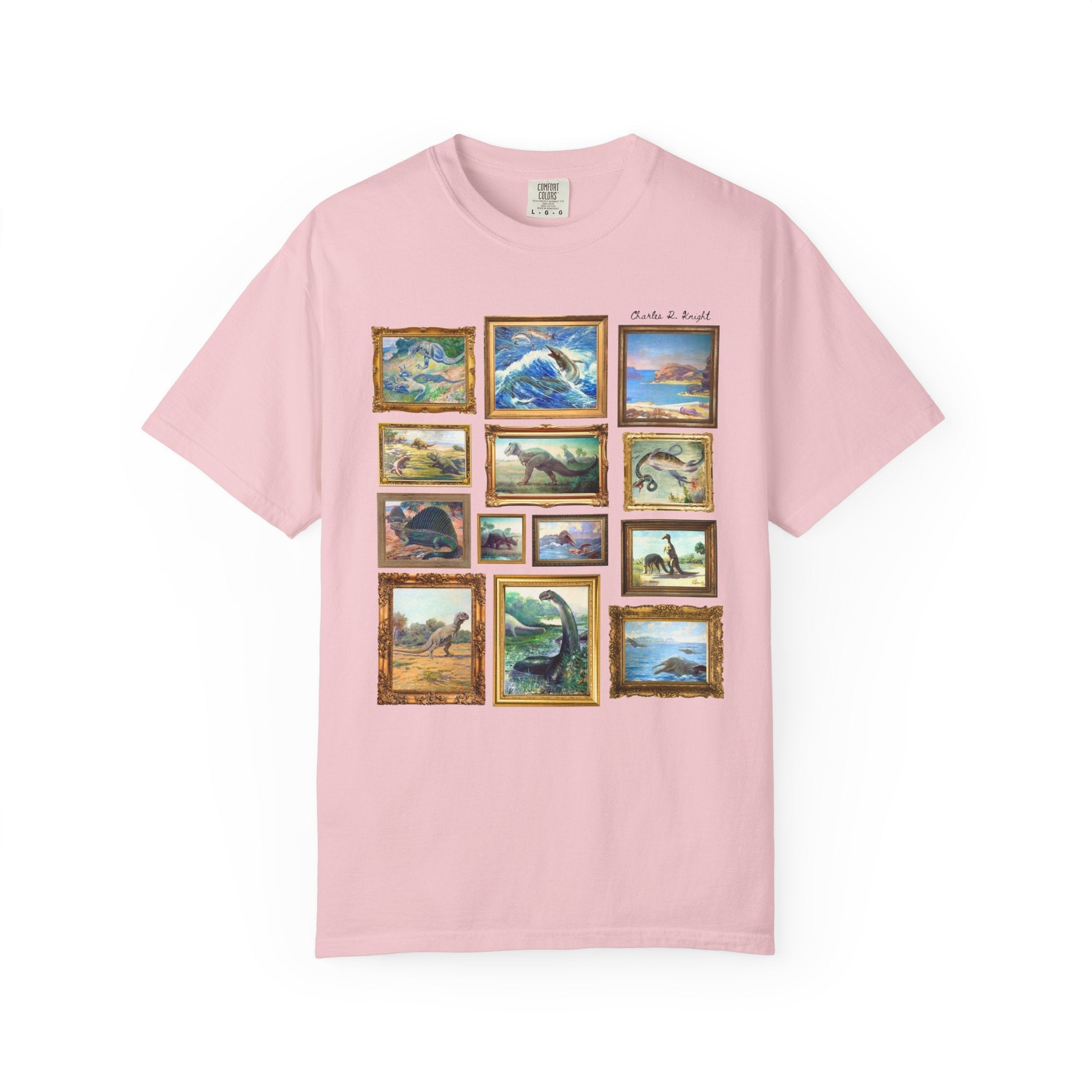 Dinosaur Lover Art History T-Shirt: Famous Late 1800s and Early 1900s Paintings of Dinosaurs by Charles R Knight, Cute Science Teacher Gift - Opal and June