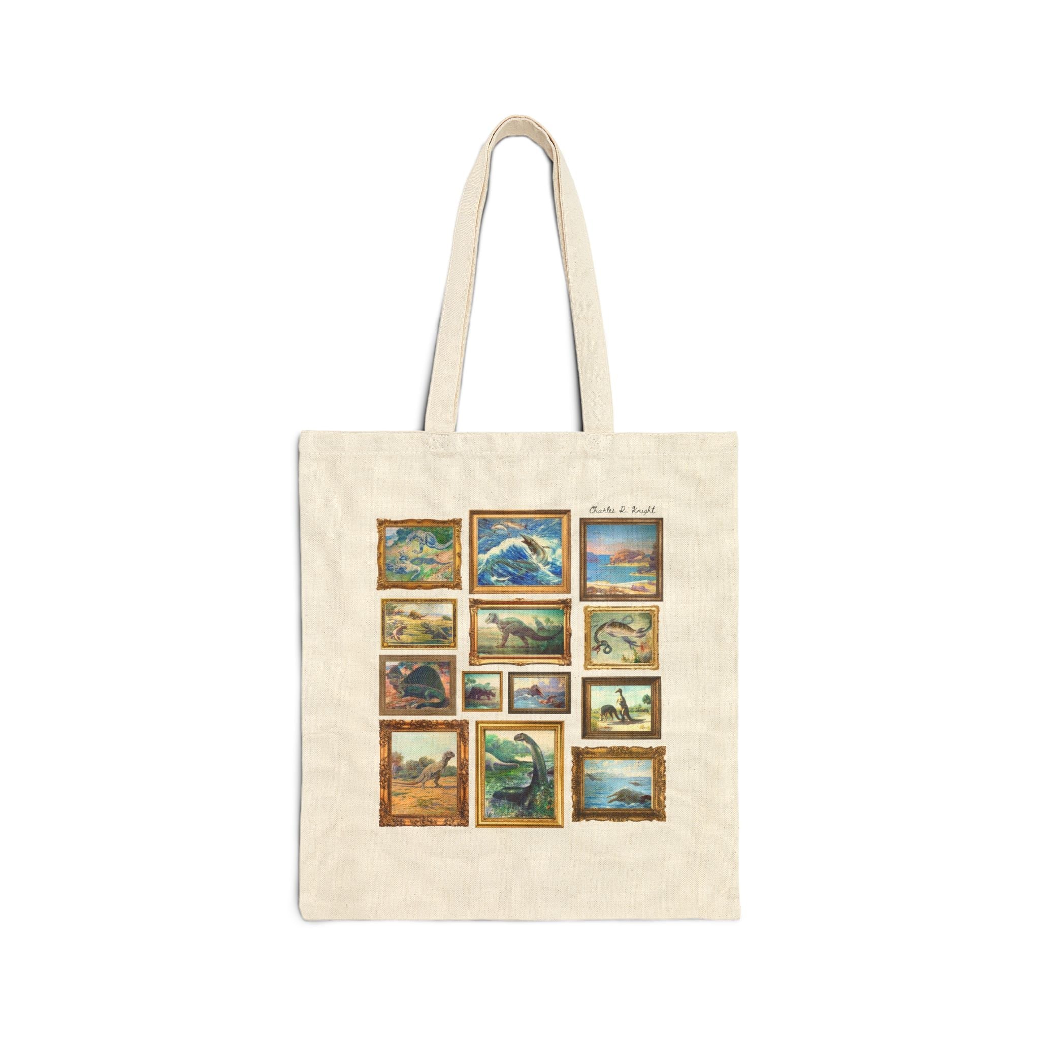 Dinosaur Lover Art History Tote Bag: Famous Late 1800s and Early 1900s Paintings of Dinosaurs by Charles R Knight, Cute Science Teacher Gift - Opal and June