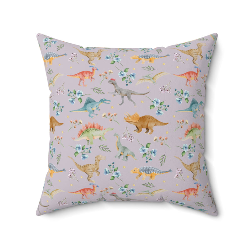 Dinosaur Lover Gift: Floral Dinosaur Pillow, Cottagecore Flowers, Watercolor Dinosaurs | Gift for Geology Science Teacher Who Loves Flowers - Opal and June
