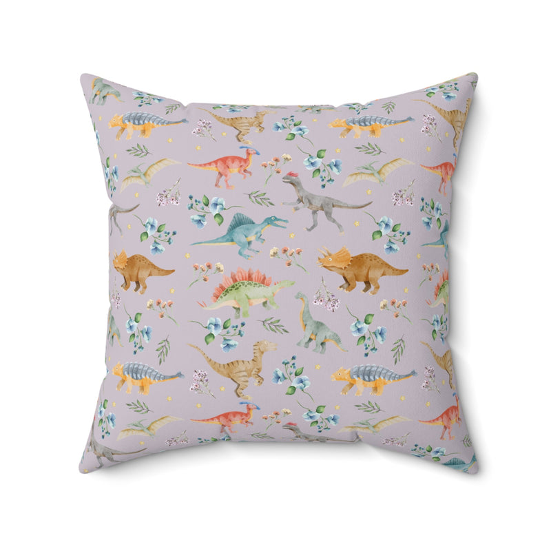 Dinosaur Lover Gift: Floral Dinosaur Pillow, Cottagecore Flowers, Watercolor Dinosaurs | Gift for Geology Science Teacher Who Loves Flowers - Opal and June