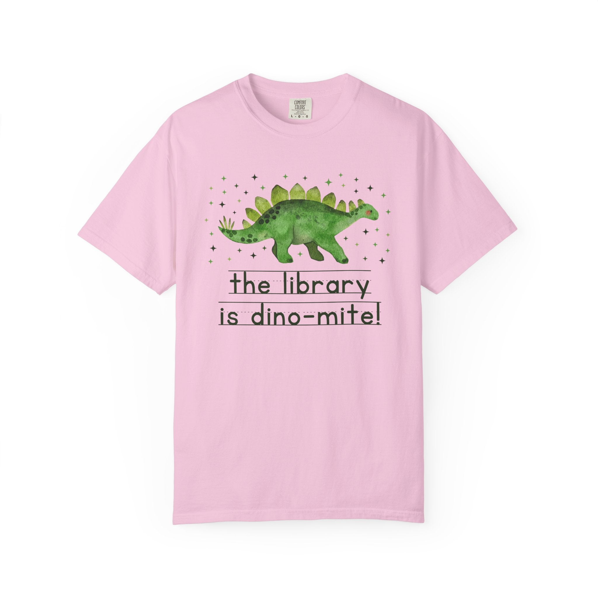 Dinosaur School Librarian Tee Shirt for Back to School, Funny and Adorable 90s Aesthetic Dinosaur Lover T-Shirt for Library Day or Bookworm - Opal and June