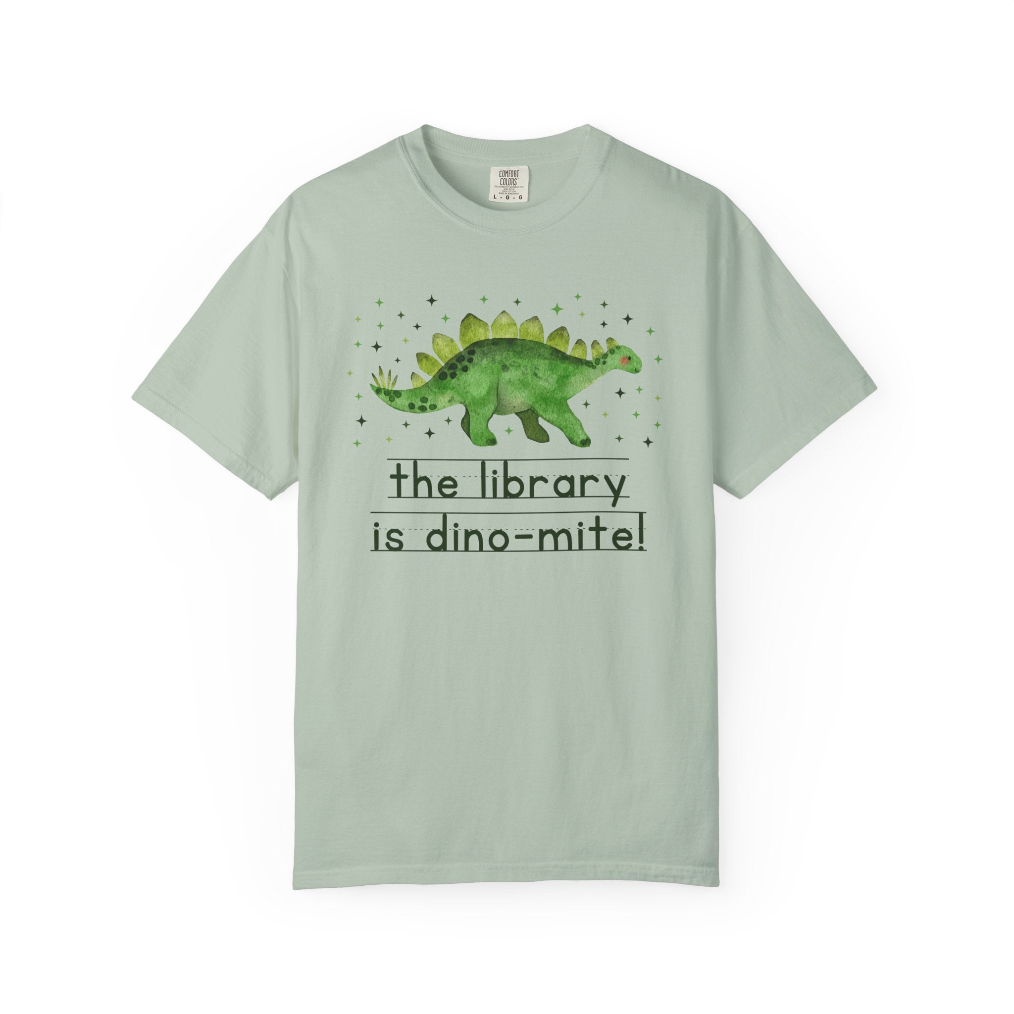 Dinosaur School Librarian Tee Shirt for Back to School, Funny and Adorable 90s Aesthetic Dinosaur Lover T-Shirt for Library Day or Bookworm - Opal and June