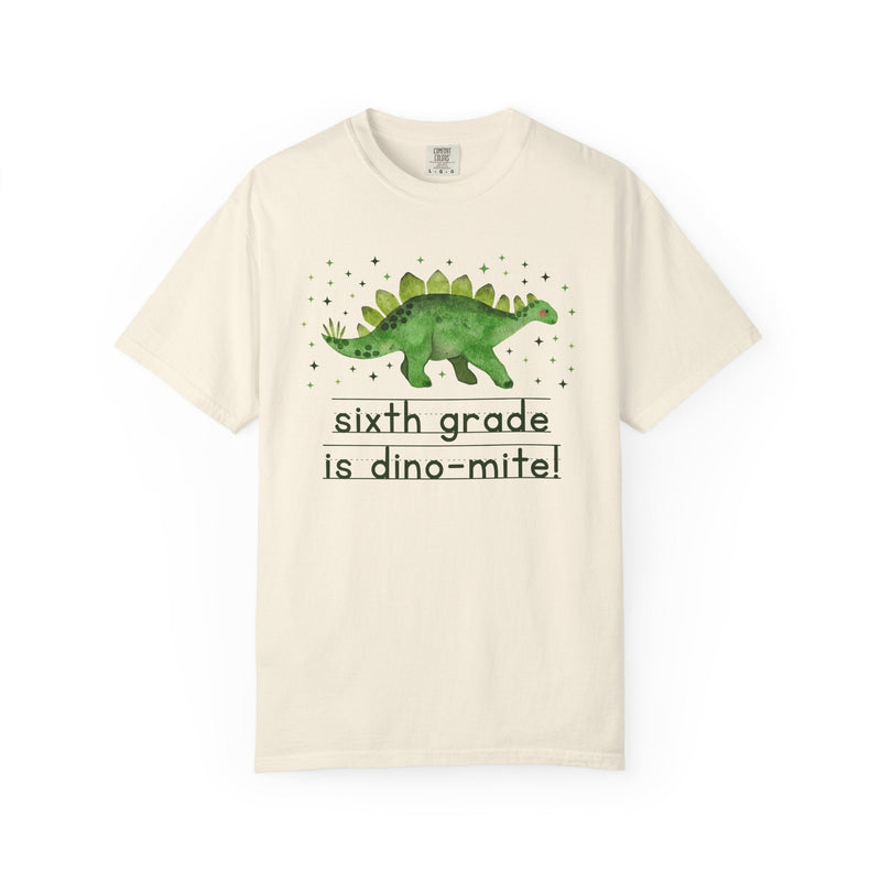 Dinosaur Sixth Grade Teacher Tee Shirt for Back to School, Funny and Adorable 90s Aesthetic Dinosaur Lover T-Shirt for Second Grade Squad - Opal and June