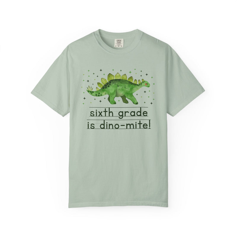 Dinosaur Sixth Grade Teacher Tee Shirt for Back to School, Funny and Adorable 90s Aesthetic Dinosaur Lover T-Shirt for Second Grade Squad - Opal and June