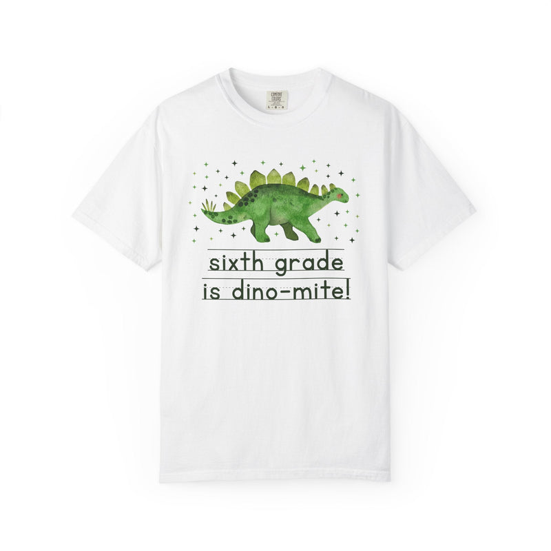 Dinosaur Sixth Grade Teacher Tee Shirt for Back to School, Funny and Adorable 90s Aesthetic Dinosaur Lover T-Shirt for Second Grade Squad - Opal and June