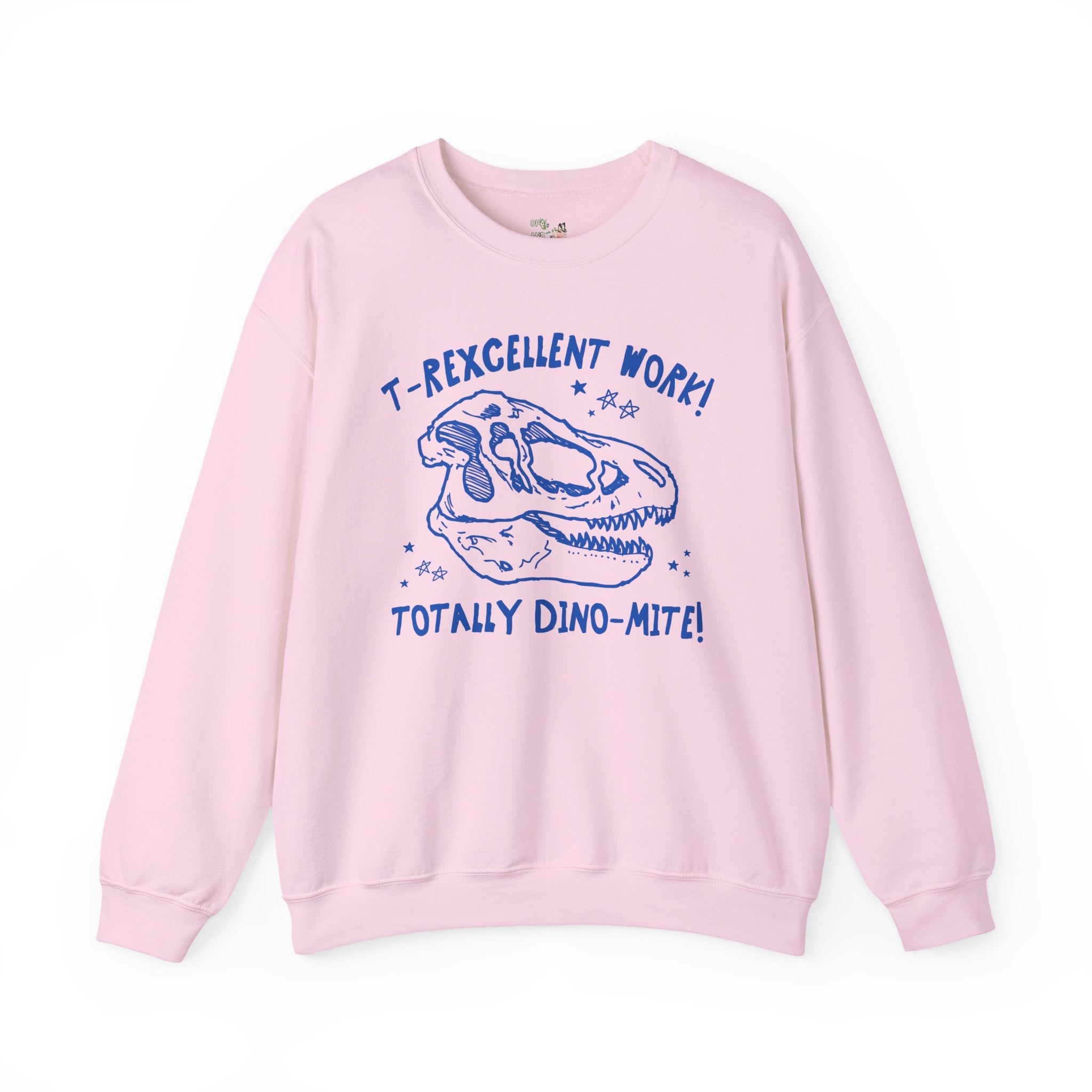 Dinosaur Teacher Sweatshirt for Kindergarten Teacher or Second Grade Teaching Assistant: T - Rexcellent Work! Cute Science Teacher Crewneck - Opal and June