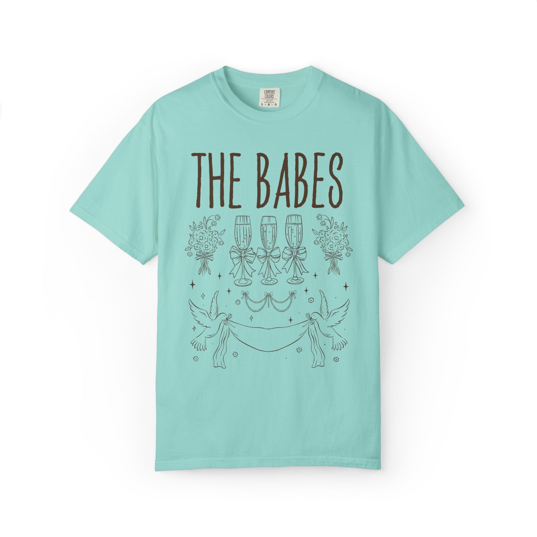 Doodle Bridesmaid and Bride Tee Shirt with Swan and Flowers: Cute and Silly Nostalgic Matching Tees for Wedding Weekend, Bachelorette Party - Opal and June