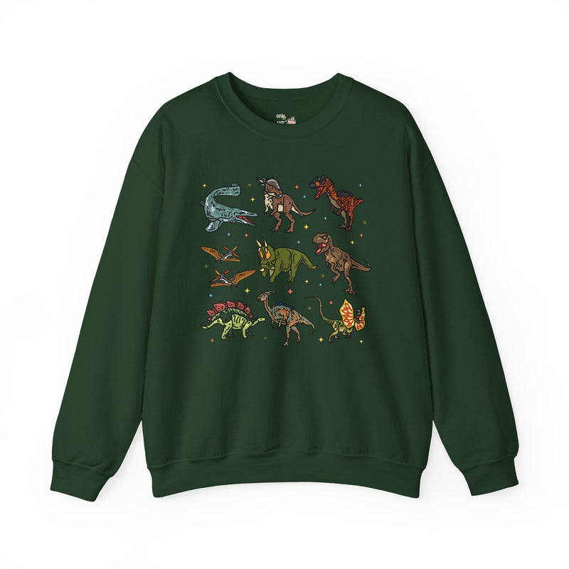 Doodle Dinosaur Sweatshirt with Stars | Shirt for Dinosaur Lovers of All Ages with Cute Retro Aesthetic Stars, 90s Vibe, Cute Birthday Gift - Opal and June