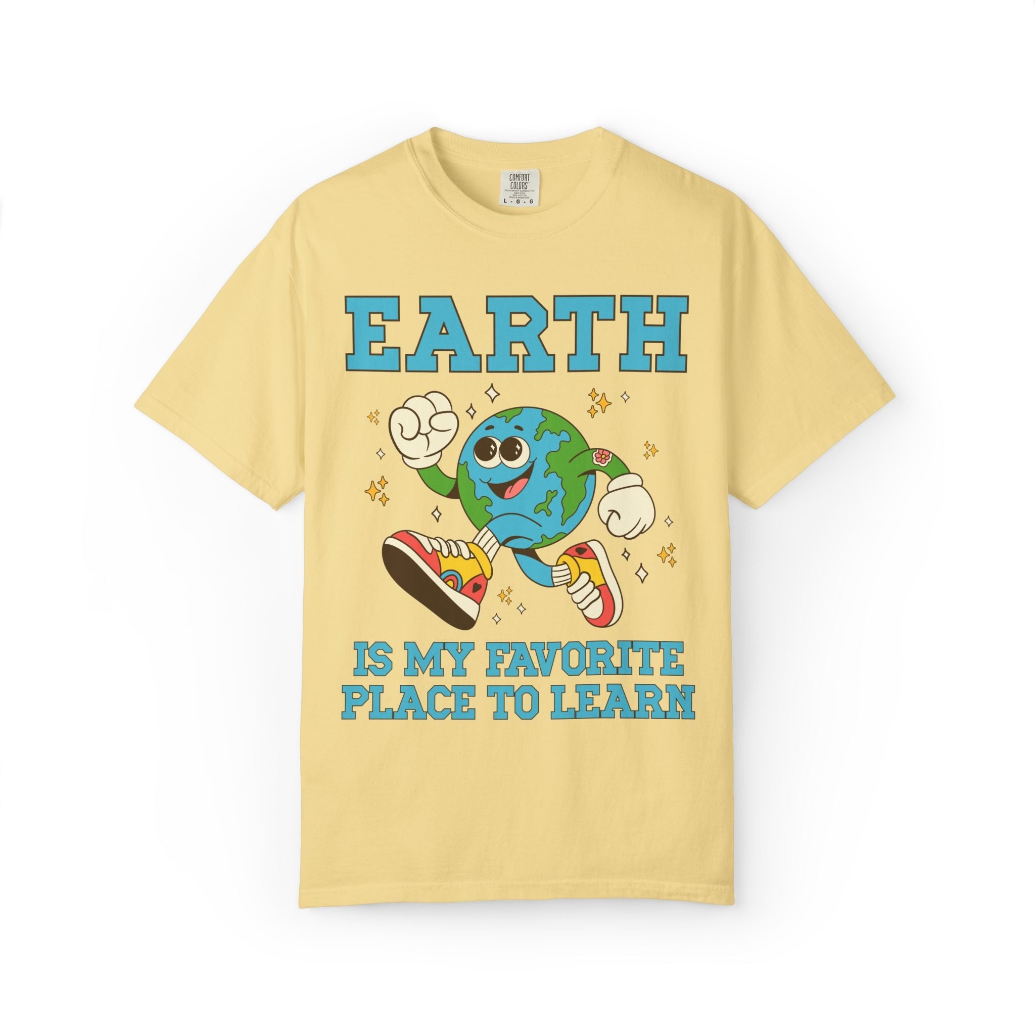 Earth is My Favorite Place to Learn: Cute Matching Teacher Tee Shirt for Spring, Science Teacher, Environmental Science Major Tee with Stars - Opal and June