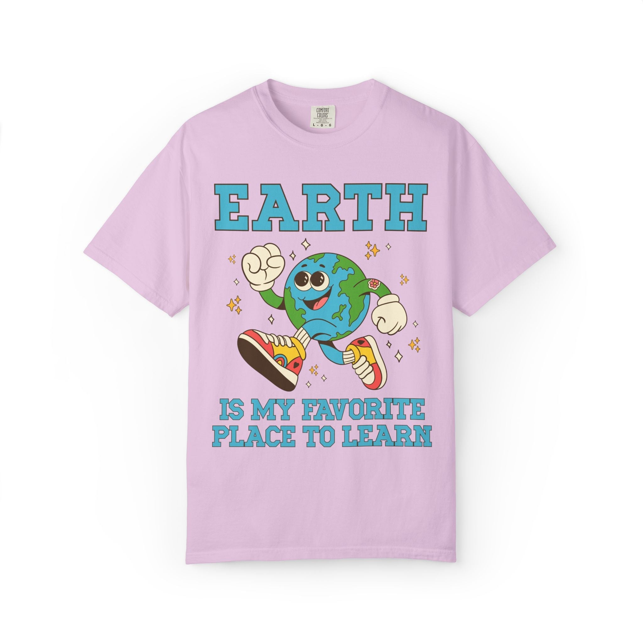 Earth is My Favorite Place to Learn: Cute Matching Teacher Tee Shirt for Spring, Science Teacher, Environmental Science Major Tee with Stars - Opal and June