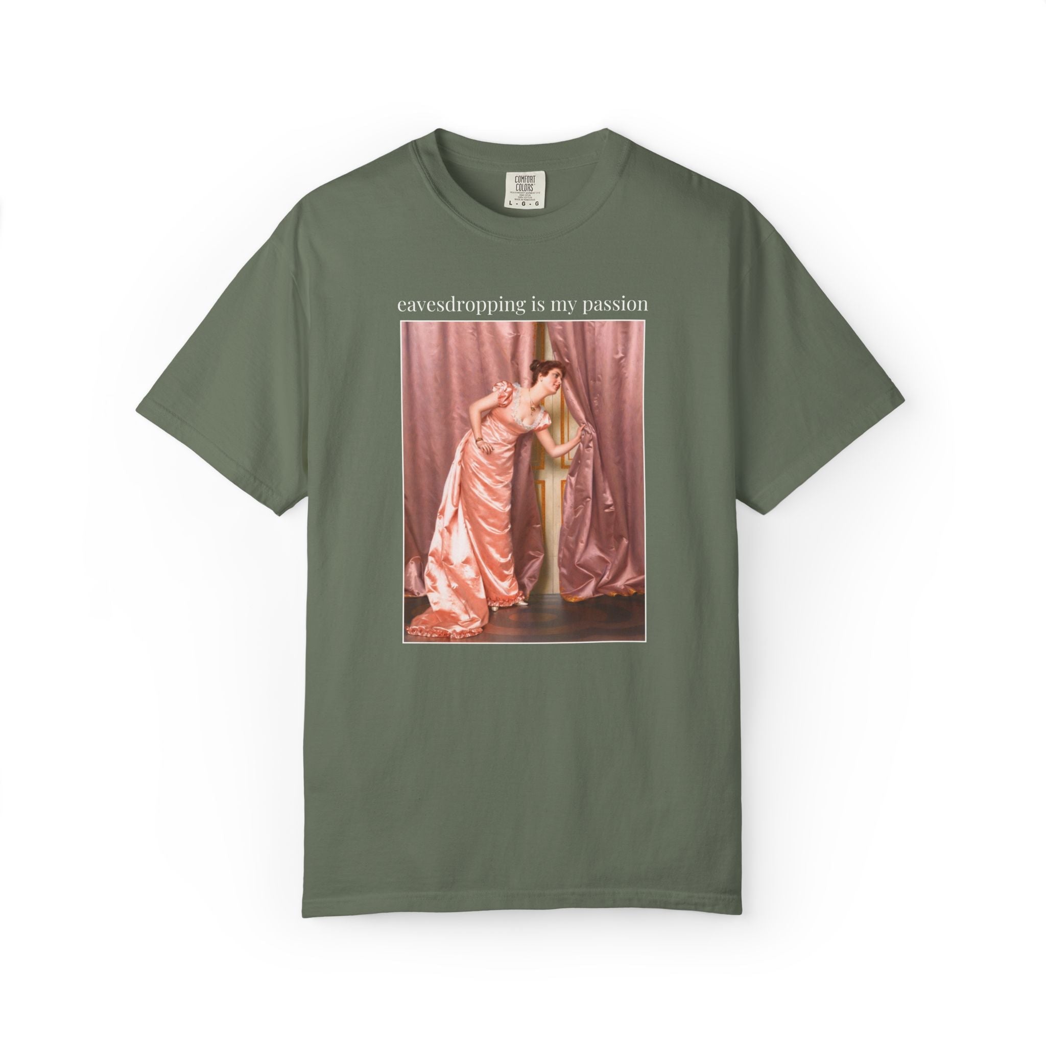 Eavesdropping is My Passion Art History Tee Shirt: Funny Sarcastic Vittorio Reggianini 19th Century Famous Paintings, Rococo Aesthetic - Opal and June