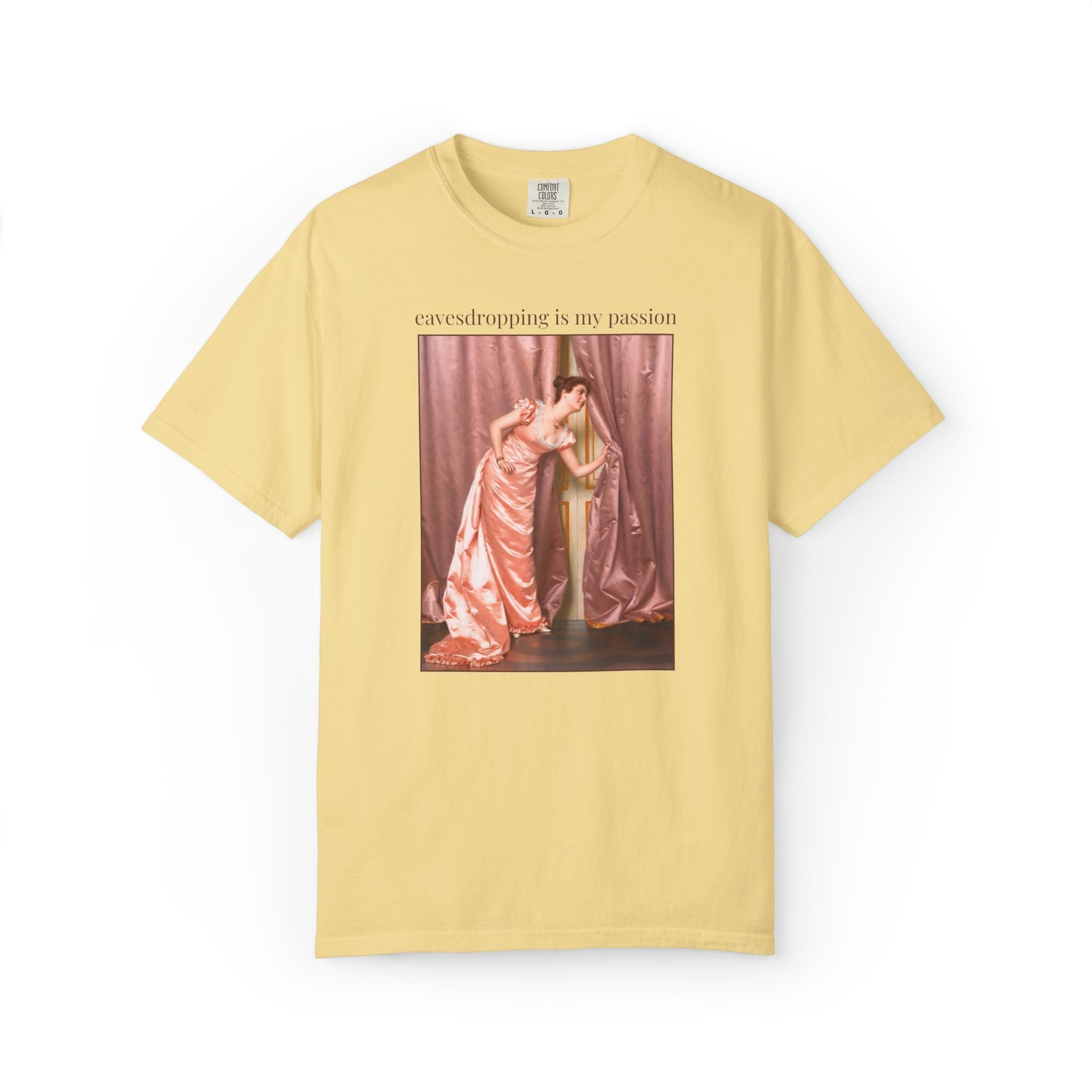 Eavesdropping is My Passion Art History Tee Shirt: Funny Sarcastic Vittorio Reggianini 19th Century Famous Paintings, Rococo Aesthetic - Opal and June