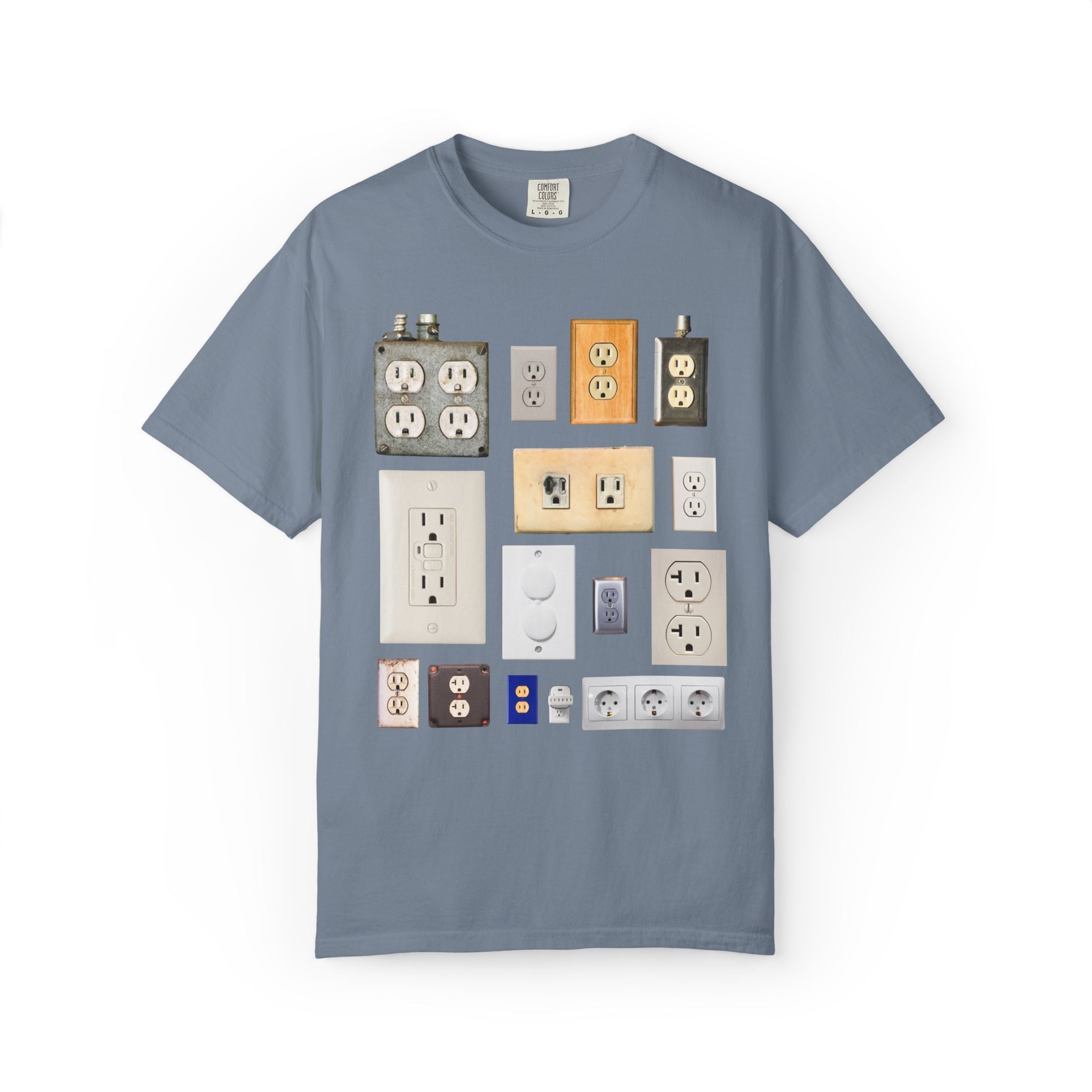Electrical Science or Electric Technician Tee Shirt with Electrical Outlets: Funny Electrostatics Electricity Gift for Science Teacher - Opal and June