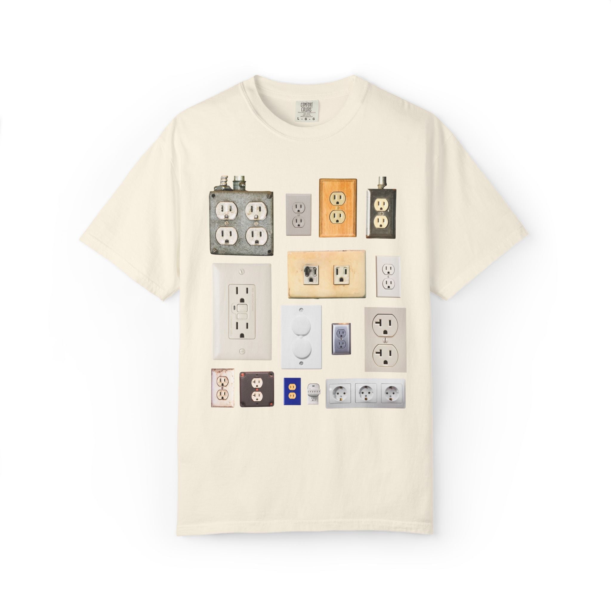 Electrical Science or Electric Technician Tee Shirt with Electrical Outlets: Funny Electrostatics Electricity Gift for Science Teacher - Opal and June