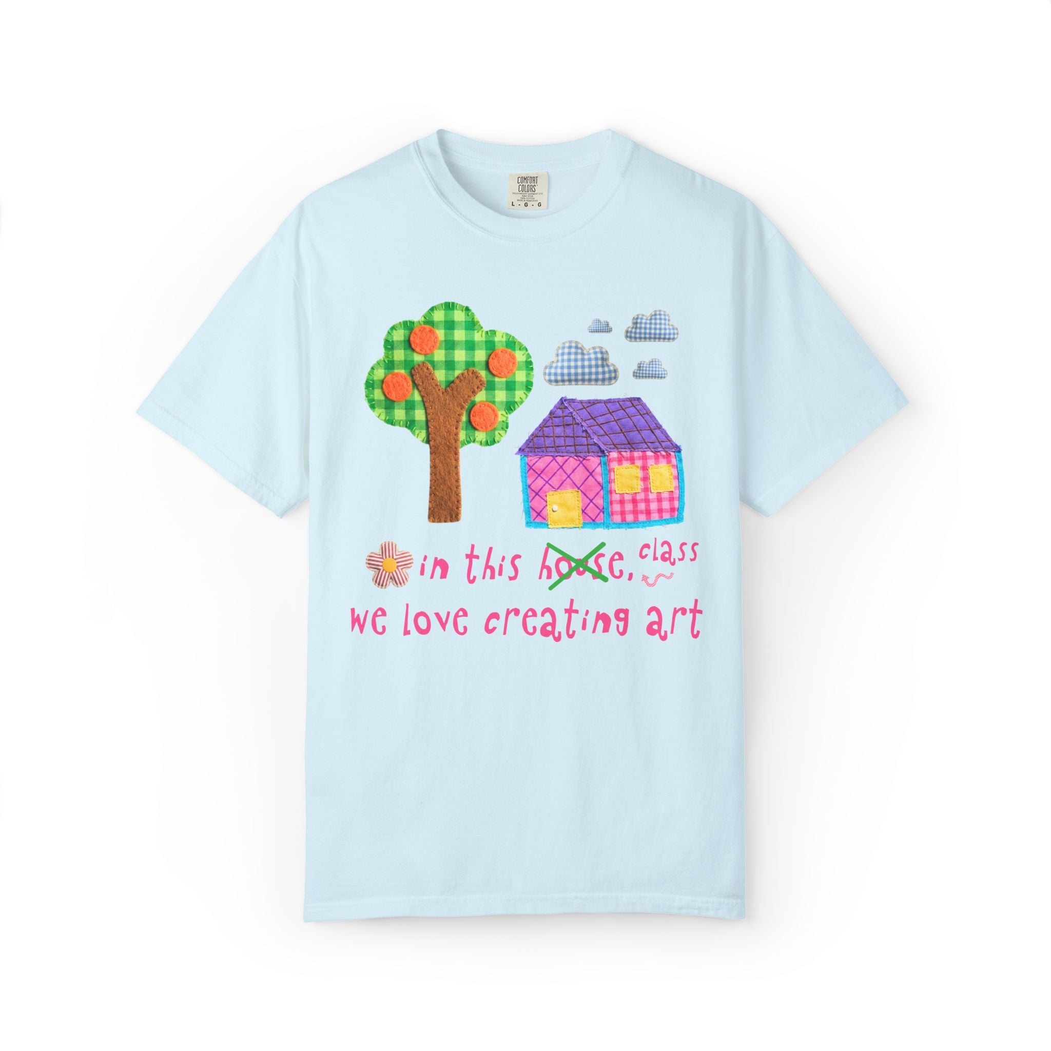 Elementary Art Teacher Tee Shirt with Kitschy Kidcore Aesthetic: We Love Creating Art | Cute and Colorful Matching Teacher Team Shirt - Opal and June