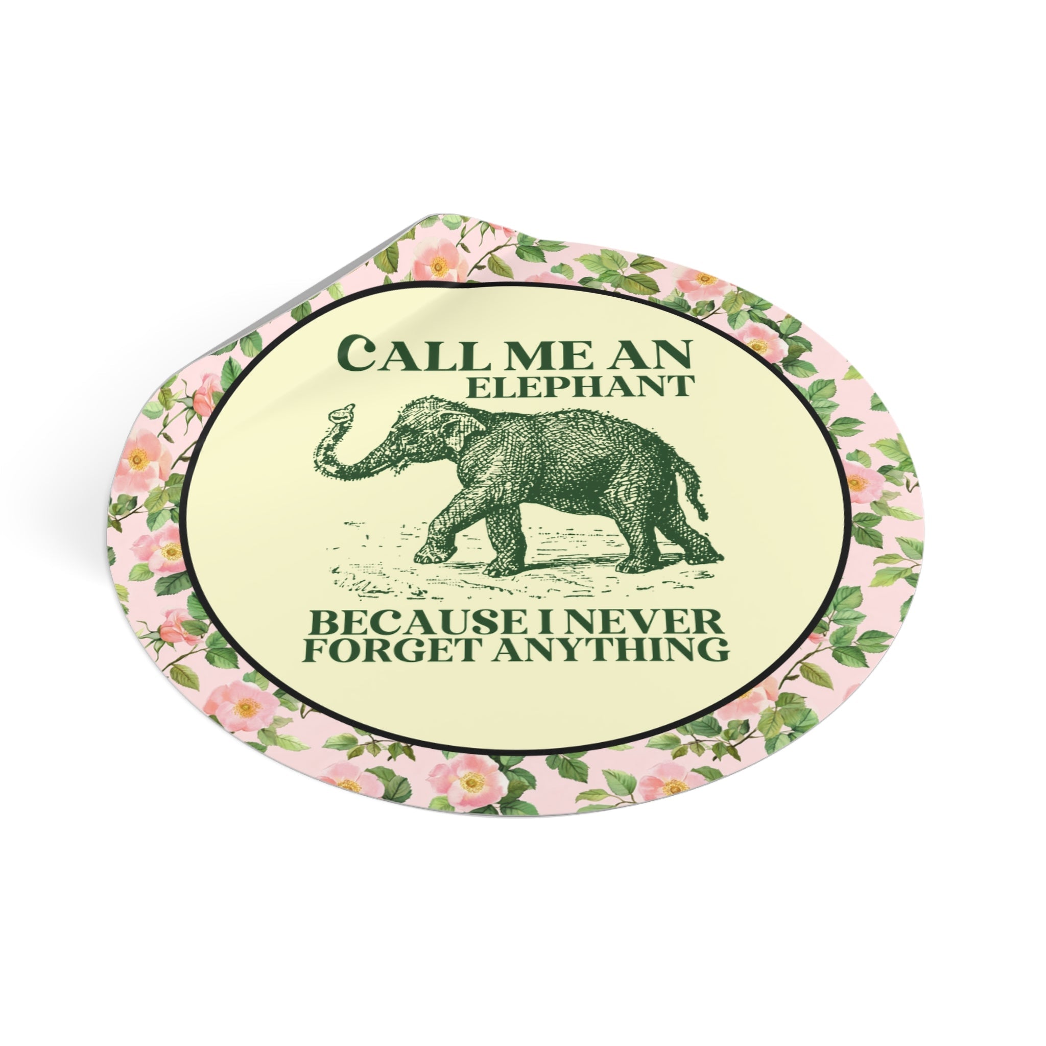 Elephant Animal Lover Sticker for Friend or Dad Who Remembers Everything, Funny Saying Elephant Lover Gift for Mom or Sister, 90s Throwback - Opal and June