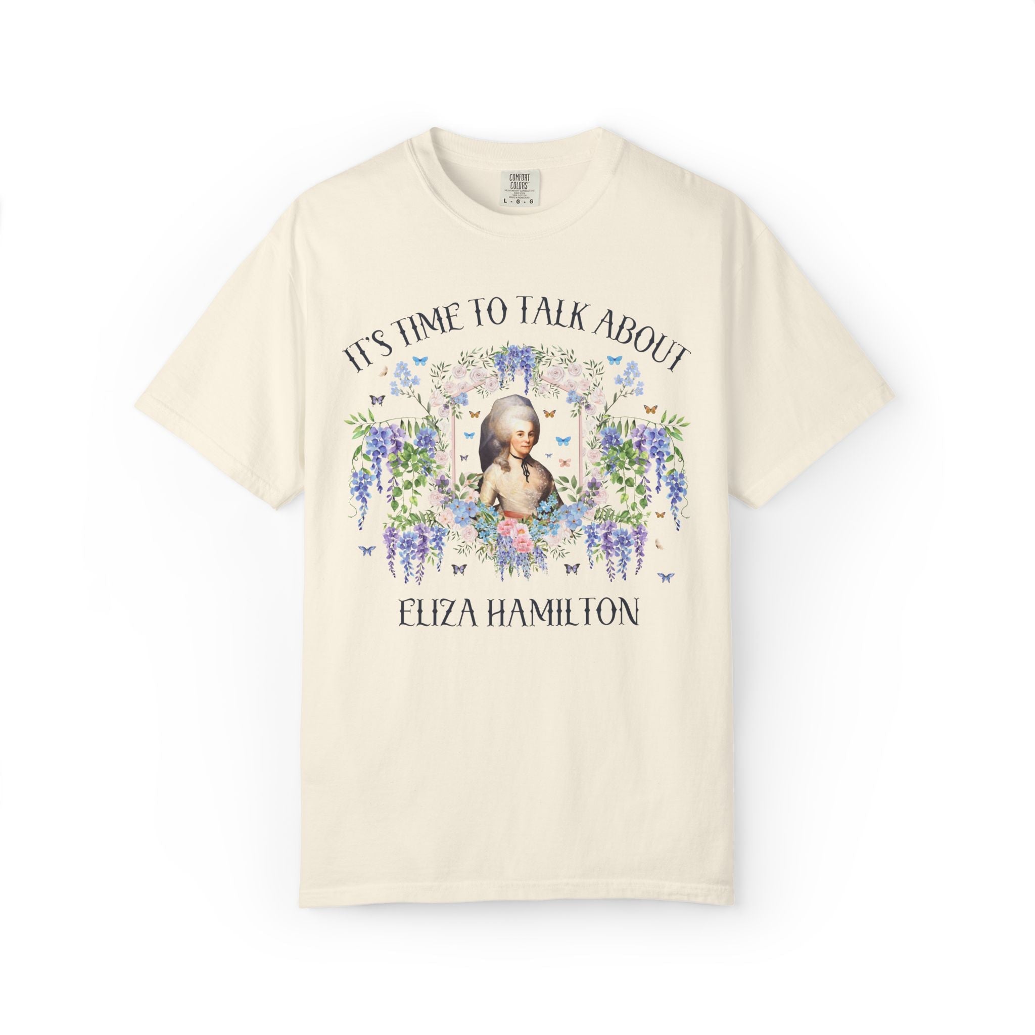 Eliza Hamilton Women's History T-Shirt with Flowers: 18th Century American History, 1700s and 1800s US Revolutionary War History Teacher Tee - Opal and June