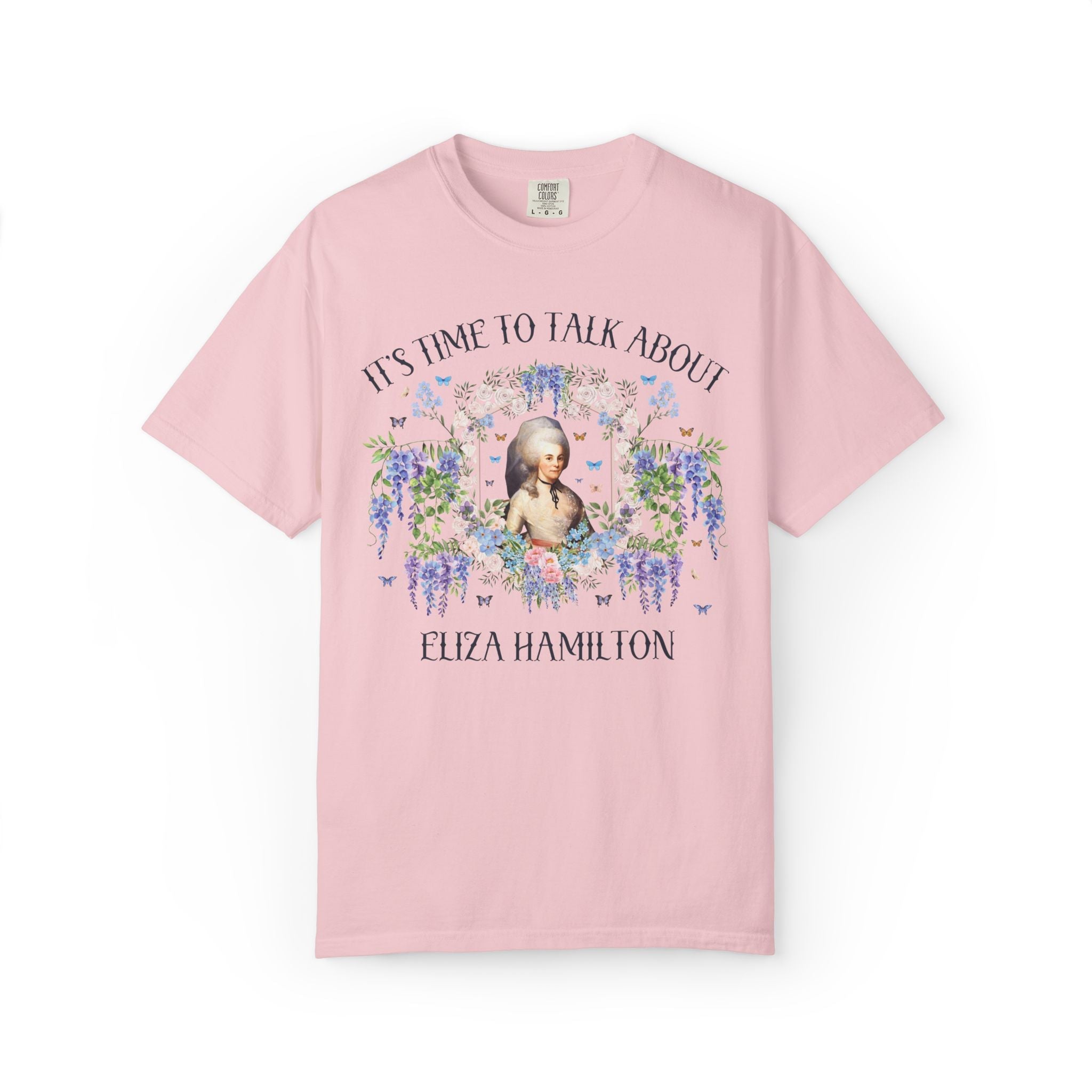 Eliza Hamilton Women's History T-Shirt with Flowers: 18th Century American History, 1700s and 1800s US Revolutionary War History Teacher Tee - Opal and June