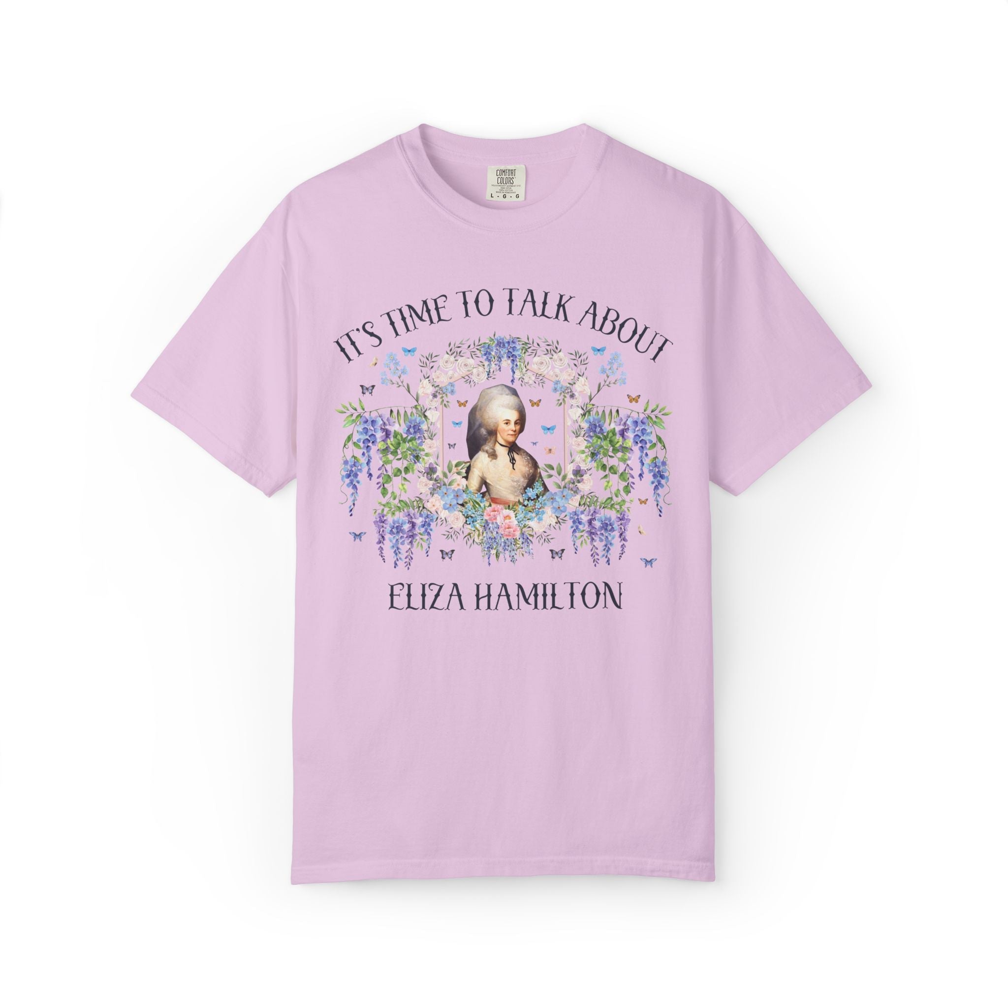 Eliza Hamilton Women's History T-Shirt with Flowers: 18th Century American History, 1700s and 1800s US Revolutionary War History Teacher Tee - Opal and June