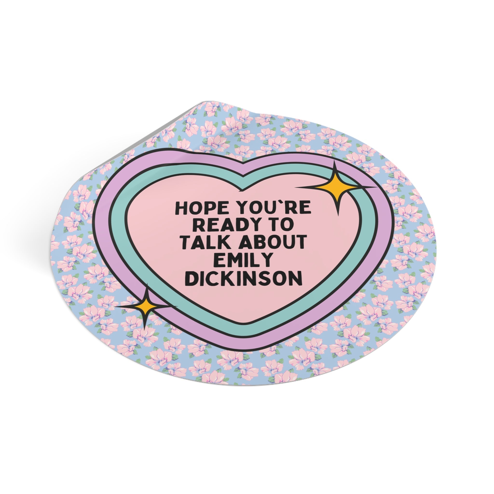 Emily Dickinson Bookish Sticker with Cute Retro Heart, Gift for Bookworm Who Loves 19th Century Writers, Womens History Poetry Sticker - Opal and June