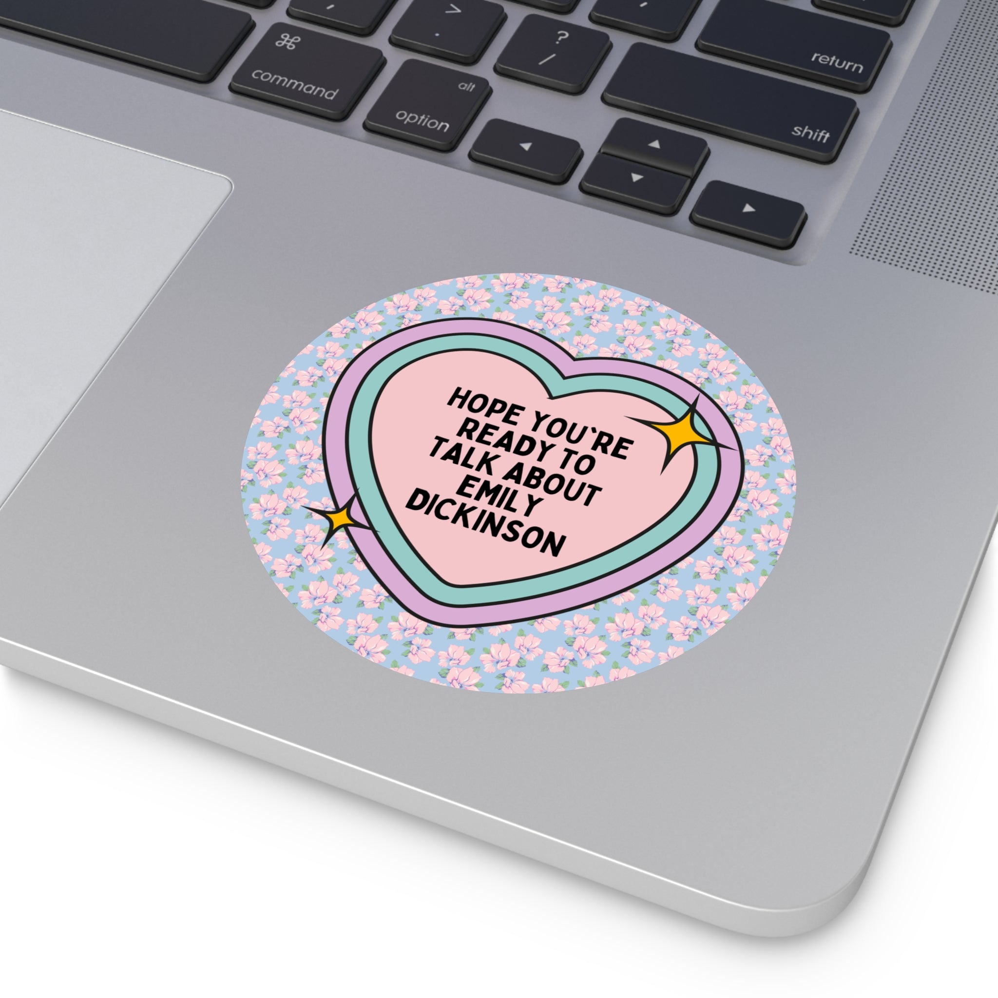 Emily Dickinson Bookish Sticker with Cute Retro Heart, Gift for Bookworm Who Loves 19th Century Writers, Womens History Poetry Sticker - Opal and June