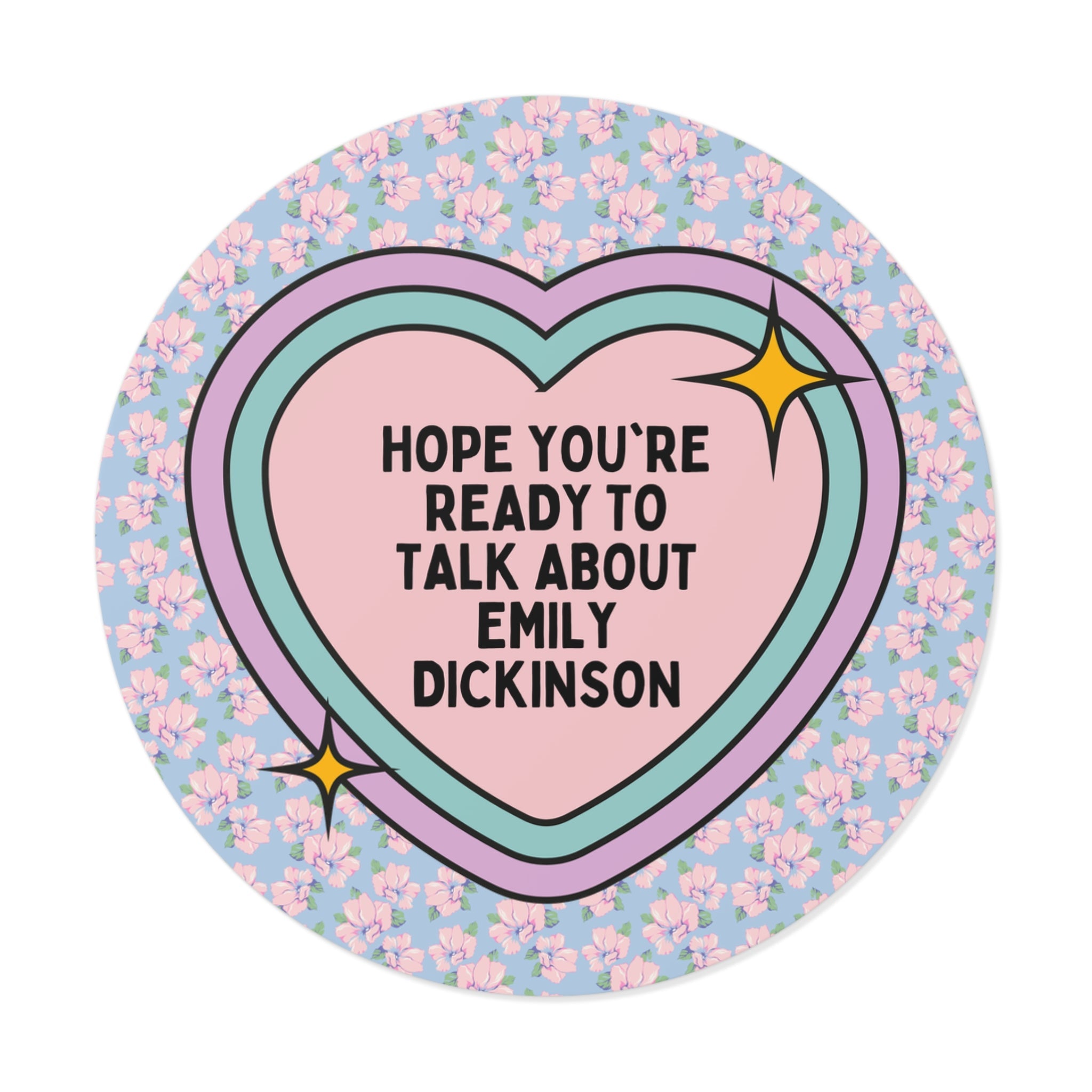 Emily Dickinson Bookish Sticker with Cute Retro Heart, Gift for Bookworm Who Loves 19th Century Writers, Womens History Poetry Sticker - Opal and June